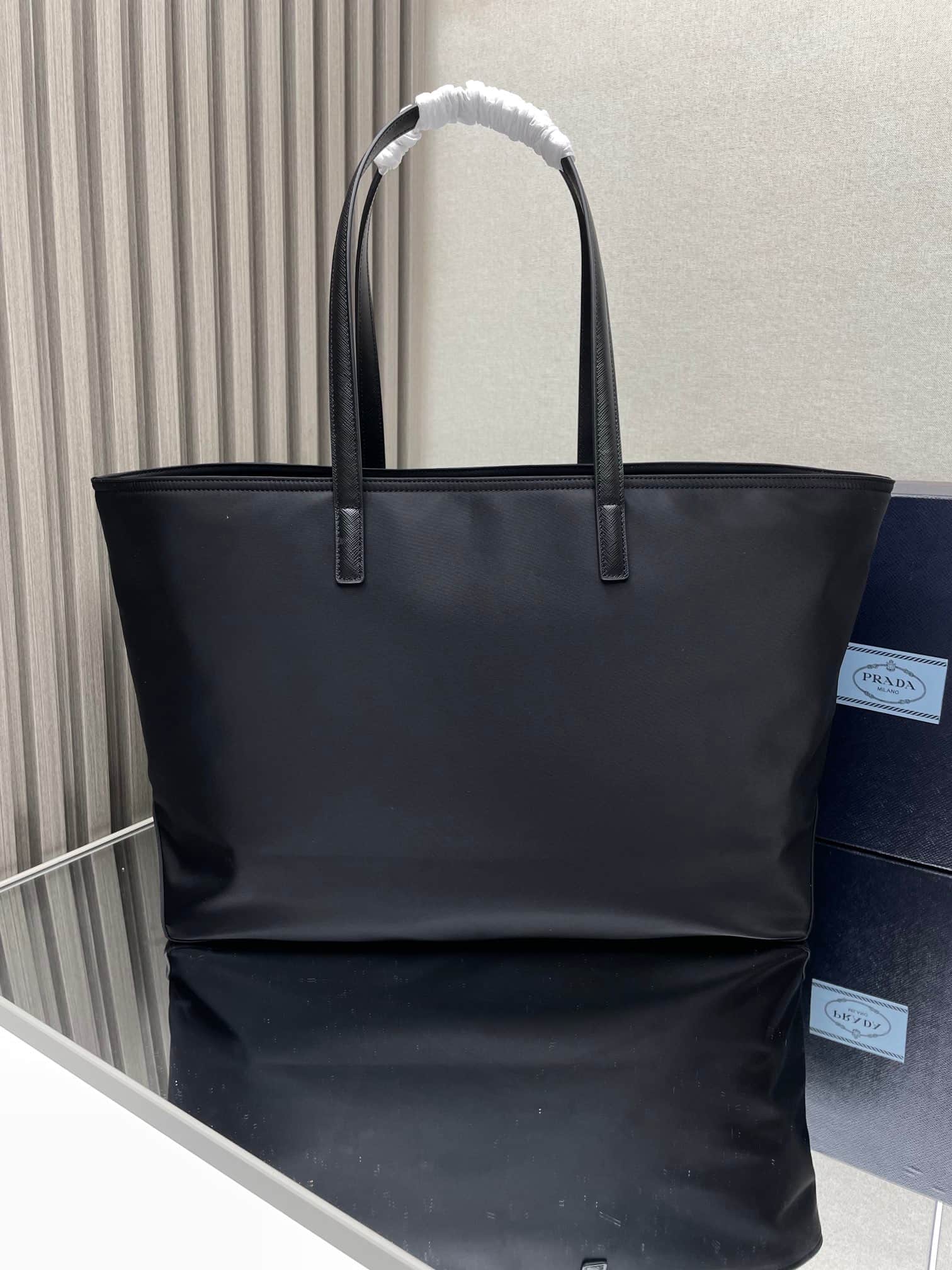 Prada Re-Edition 1978 large Re-Nylon and Saffiano leather tote bag Black 1BG527 High