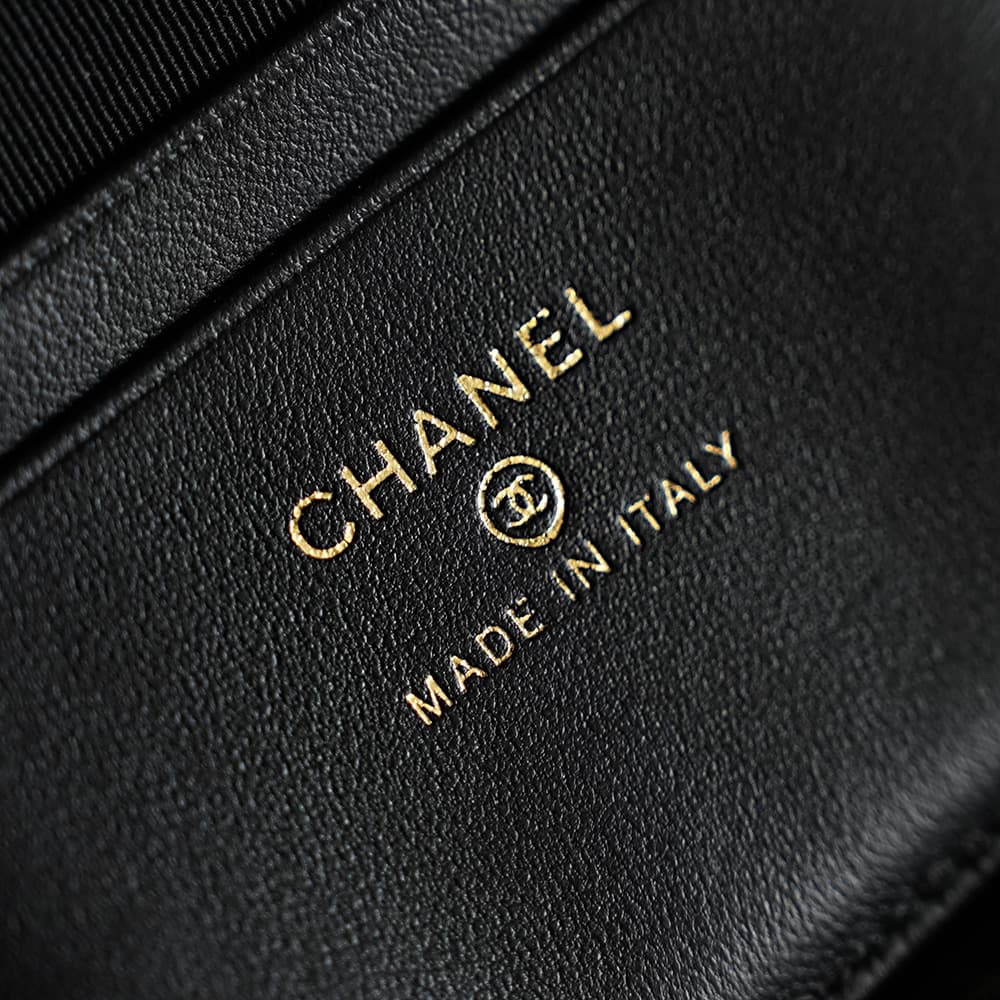 Chanel Classic Vanity with Chain Braided Raffia & Gold-Tone Metal Black AP4385 A