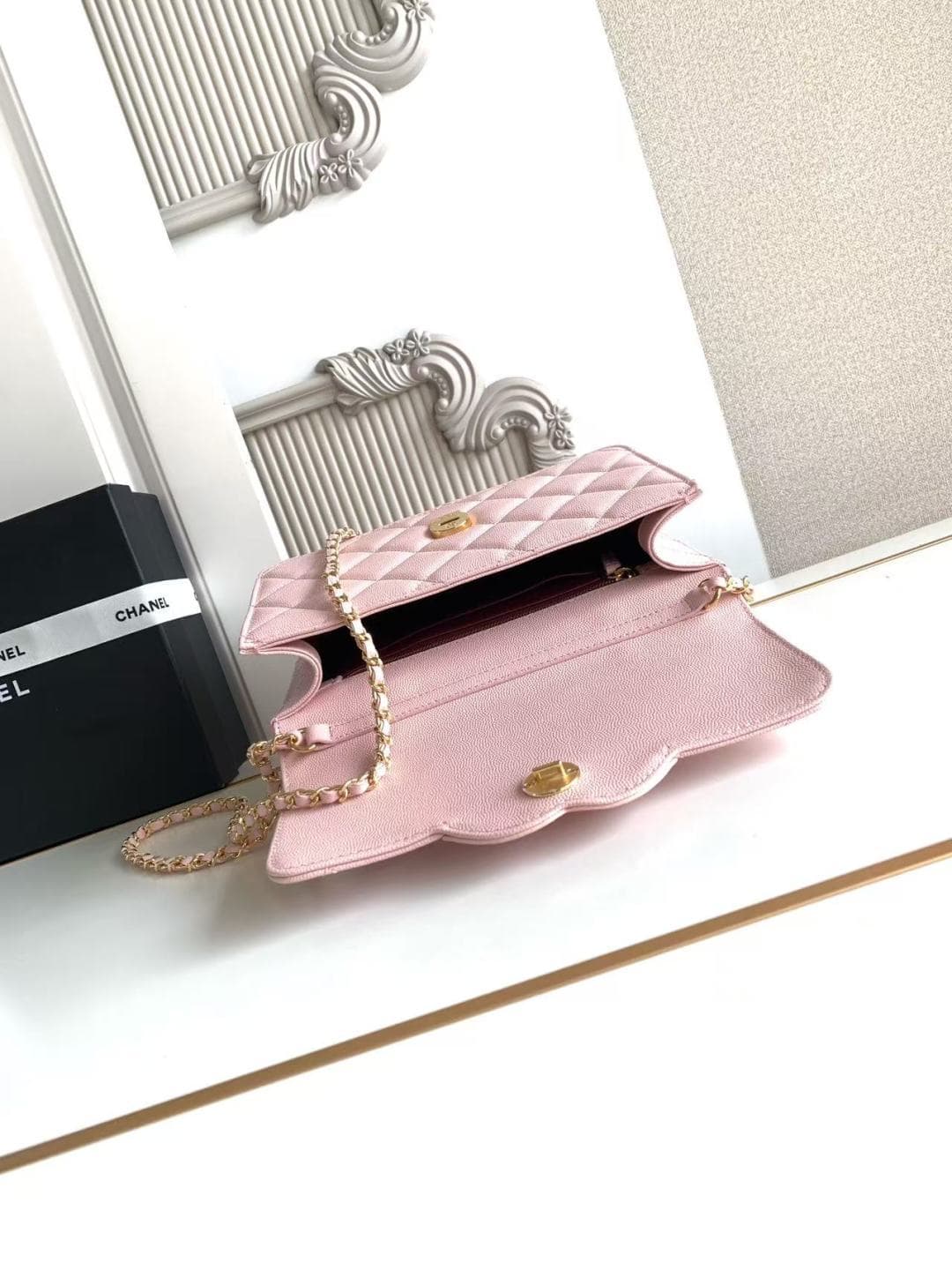 Chanel Wallet on chain Grained Calfskin & Gold-Tone Metal Pink AS6554 A