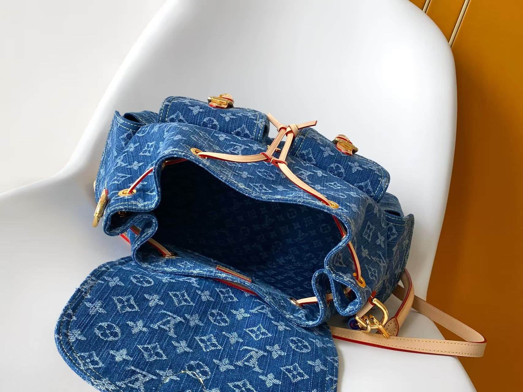 Louis Vuitton Montsouris Cargo Backpack Blue Denim M27330 High