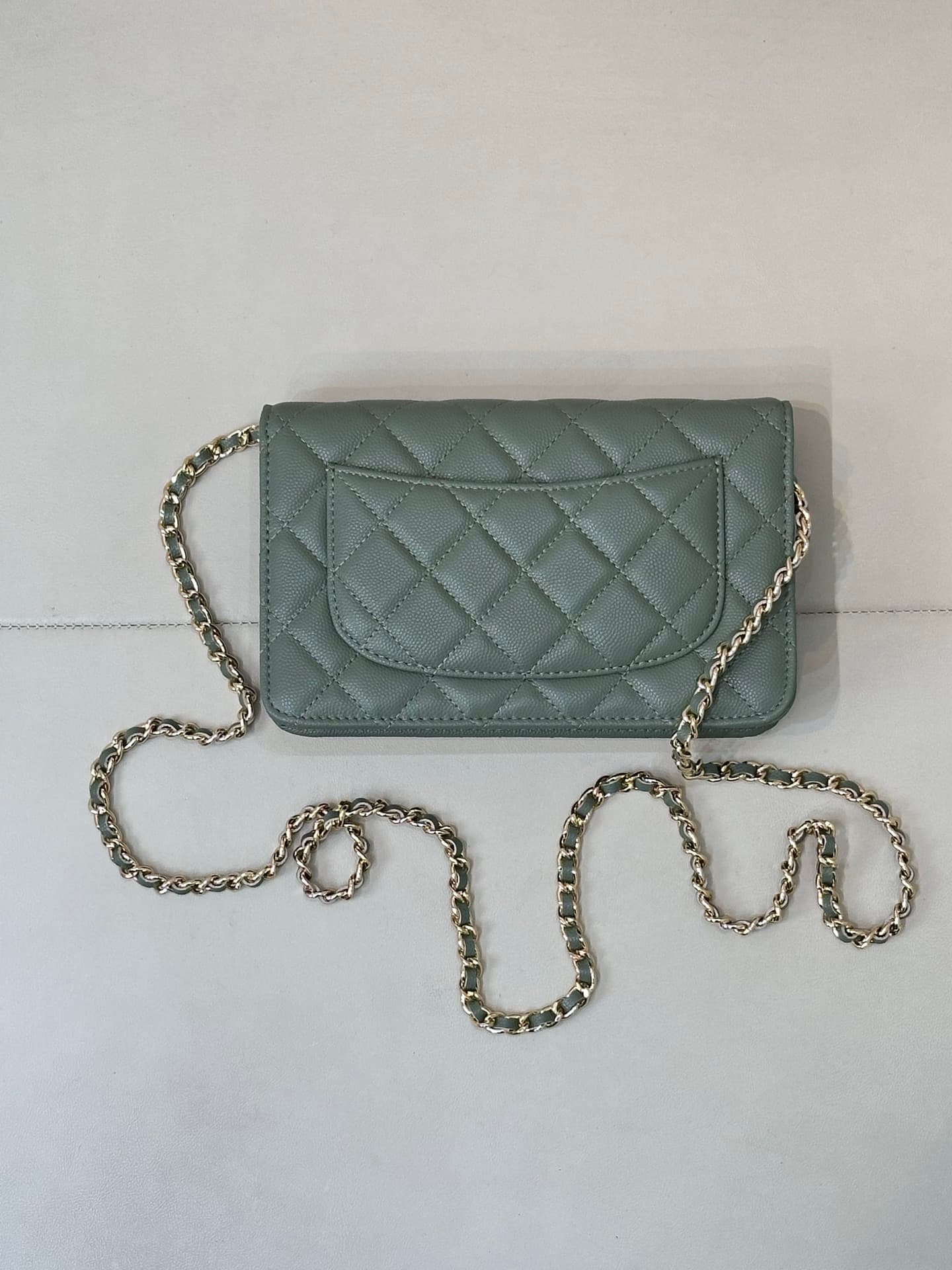 Chanel Wallet on Chain Grained Calfskin& Gold-tone Metal AP0250 Green TOP