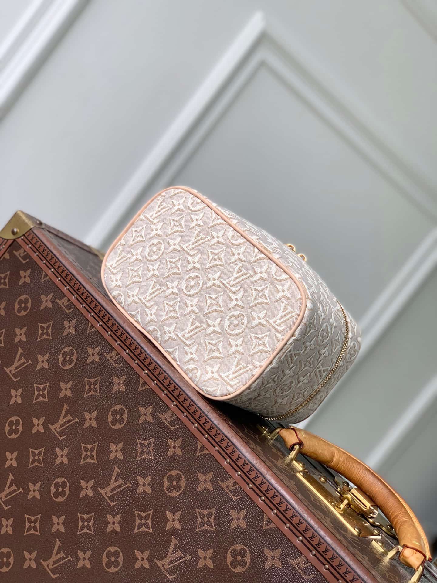 Louis Vuitton Nice Mini Rose Ruban Pink Monogram Emblème cotton canvas M29667 High