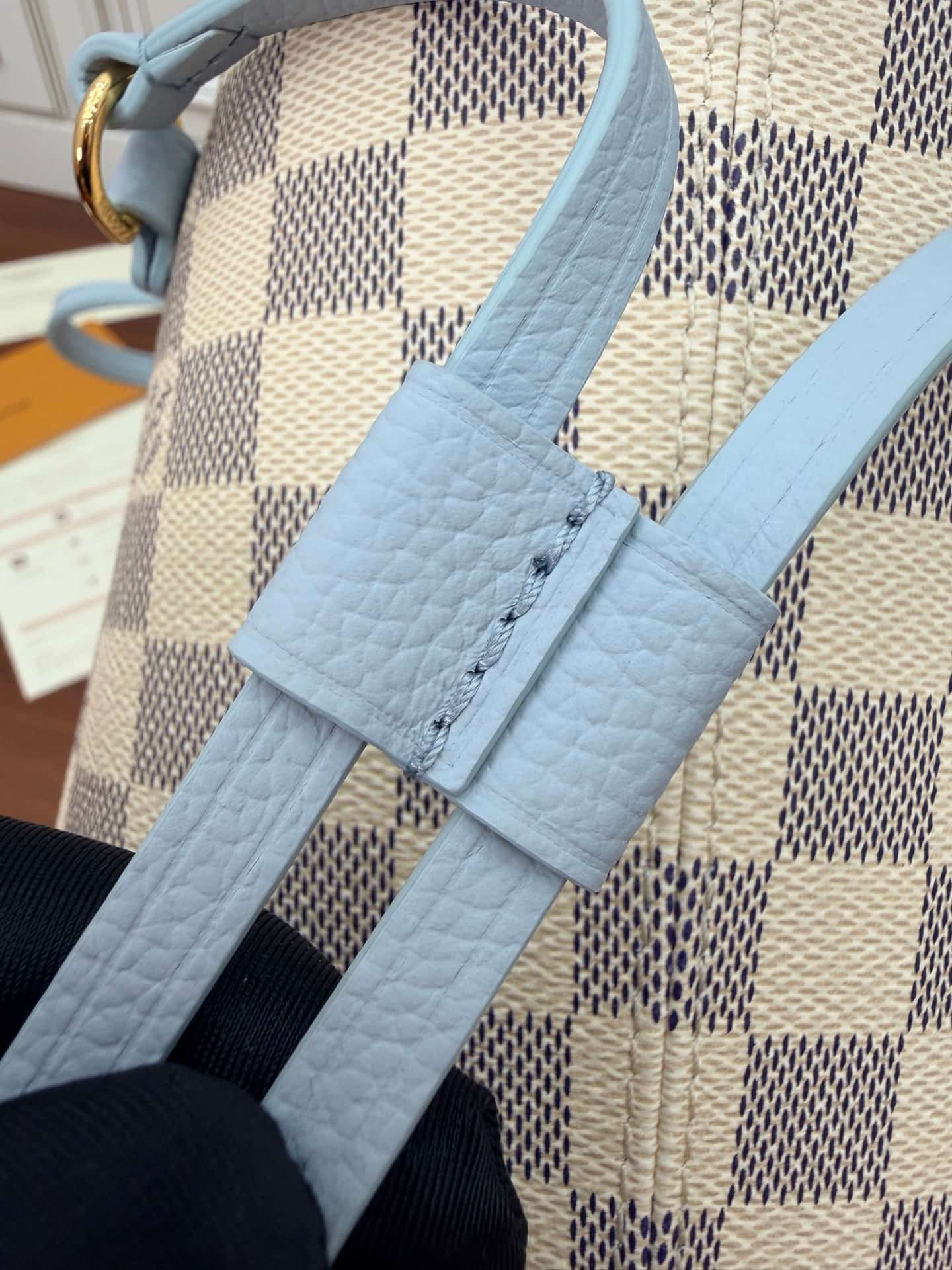 Louis Vuitton Neverfull Inside Out MM Damier Azur/Bleu Olympe Cowhide leather N40946 TOP