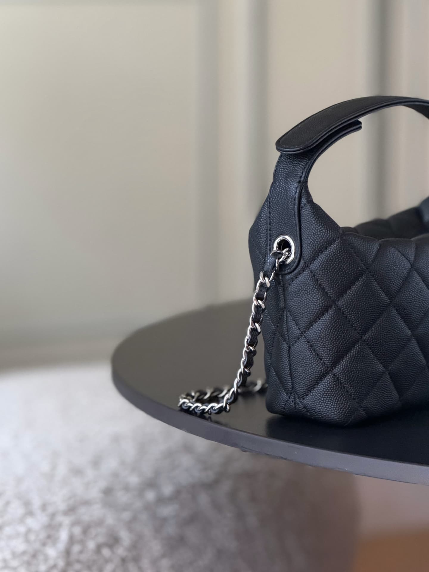 Chanel 25B hobo bag Caviar Calfskin& Silver-Tone Metal AP3387 Black A