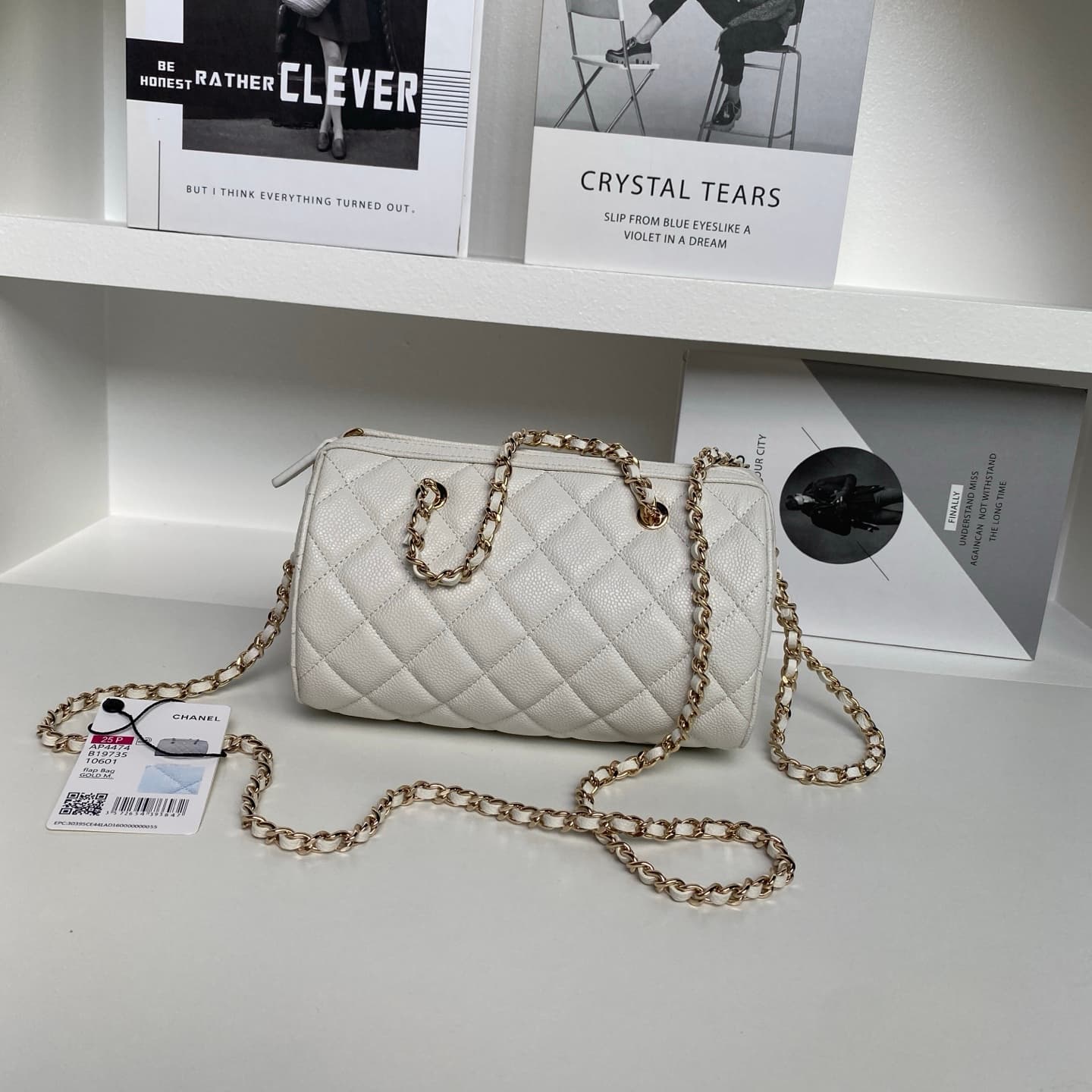Chanel Classic Clutch with Chain Grained Calfskin & Gold-Tone Metal White AP4474 High