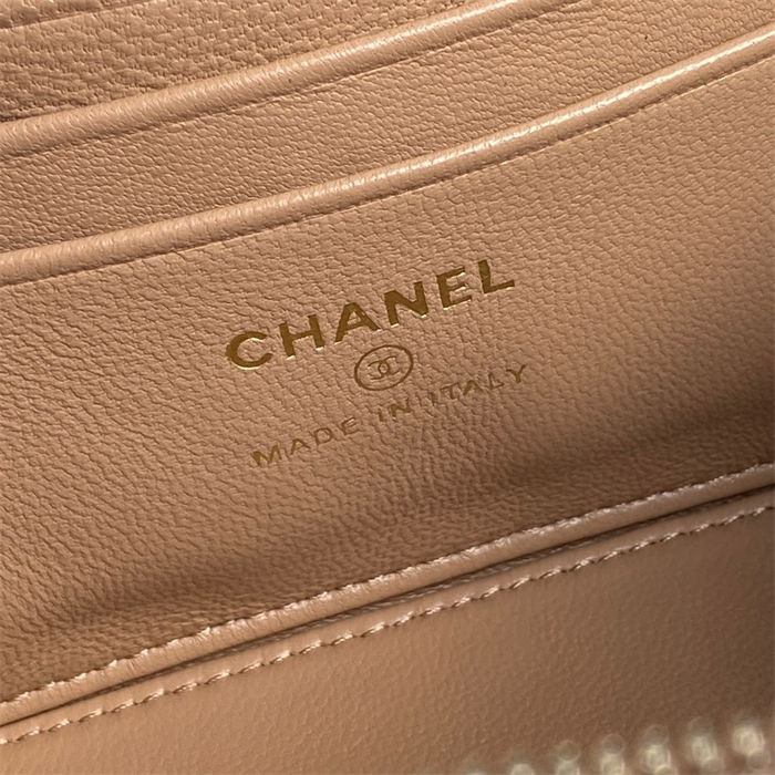 Chanel VANITY WITH CHAIN AP2199 Patent Calfskin Gold-Tone Metal Beige High