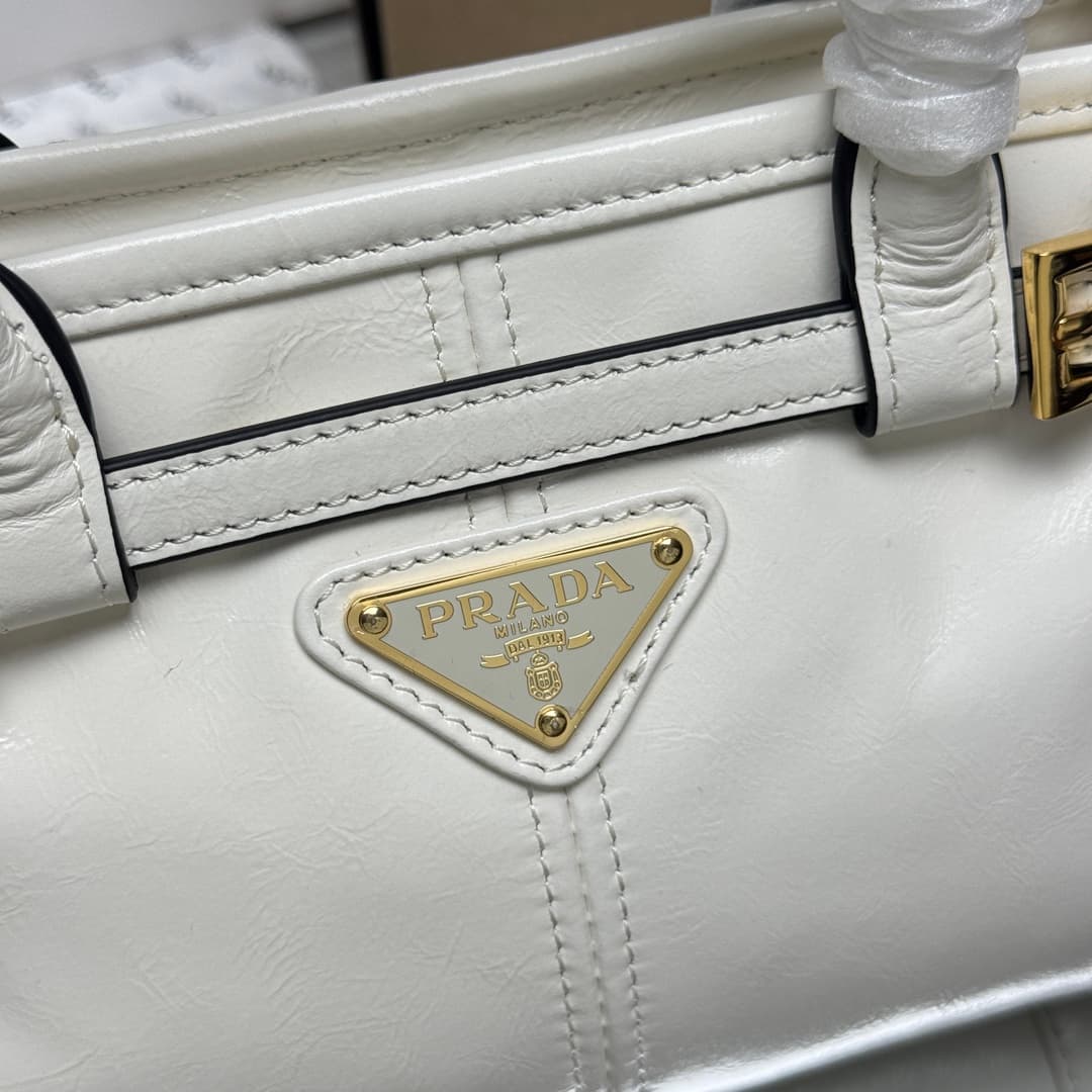 Prada Bonnie leather mini handbag Calfskin leather 1BA486 White High