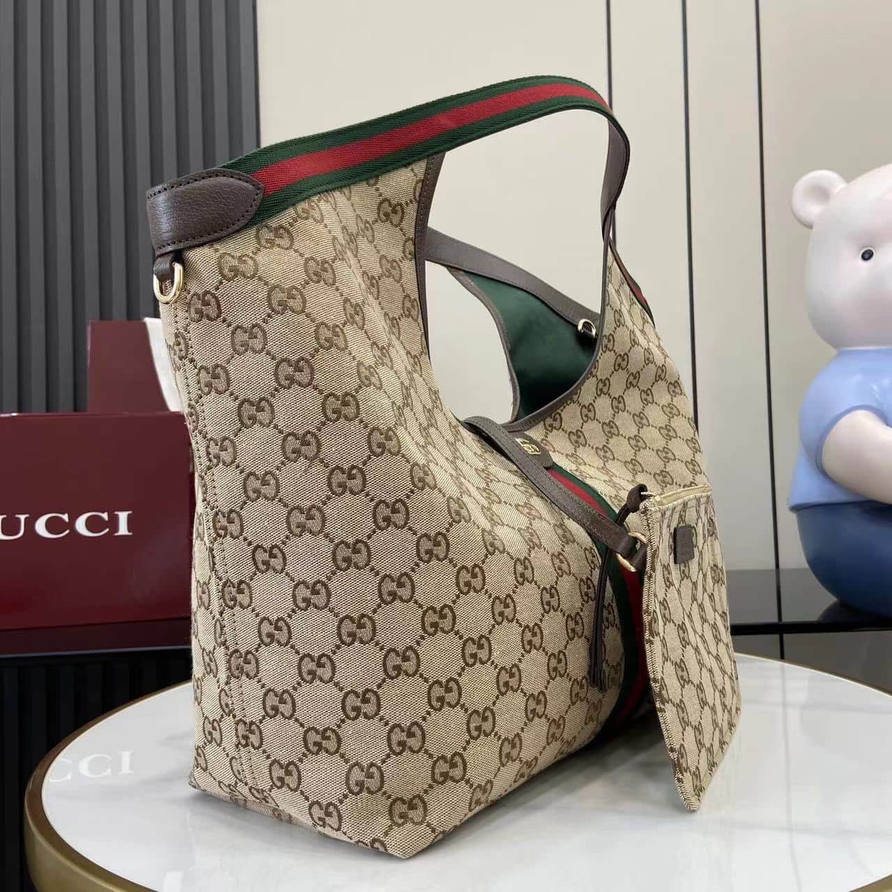 Gucci Giglio large tote bag beige and brown GG canvas 853971 High