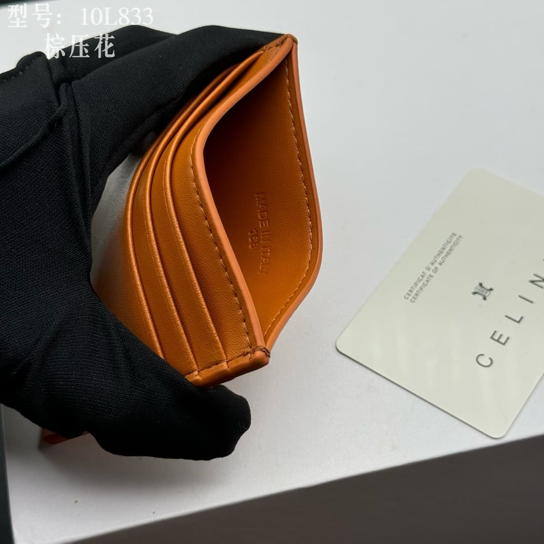 Celine Cuir Triomphe Card Holder in Caramel smooth calfskin leather High