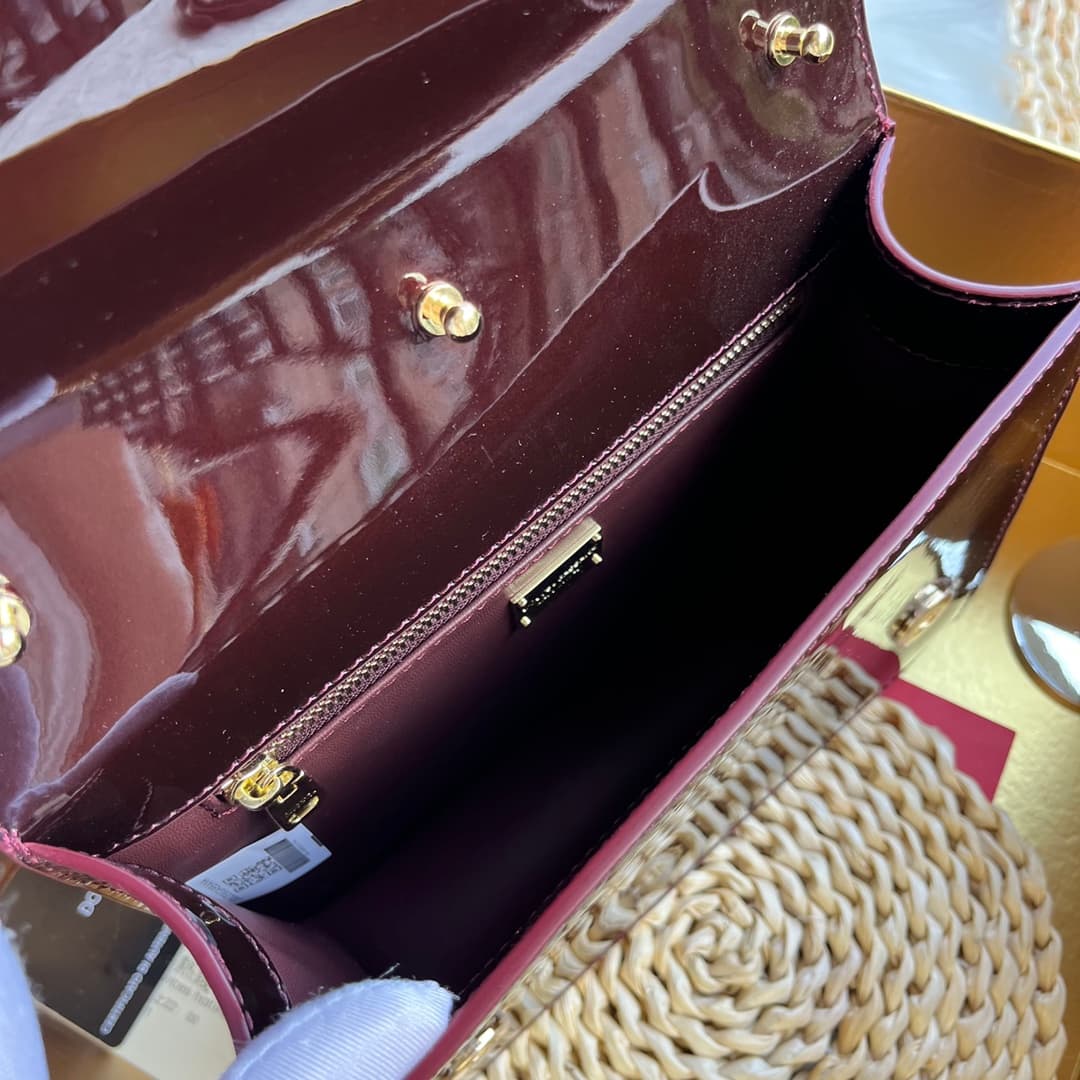 Dolce & Gabbana dark brown patent calf leather DG Logo crossbody bag high