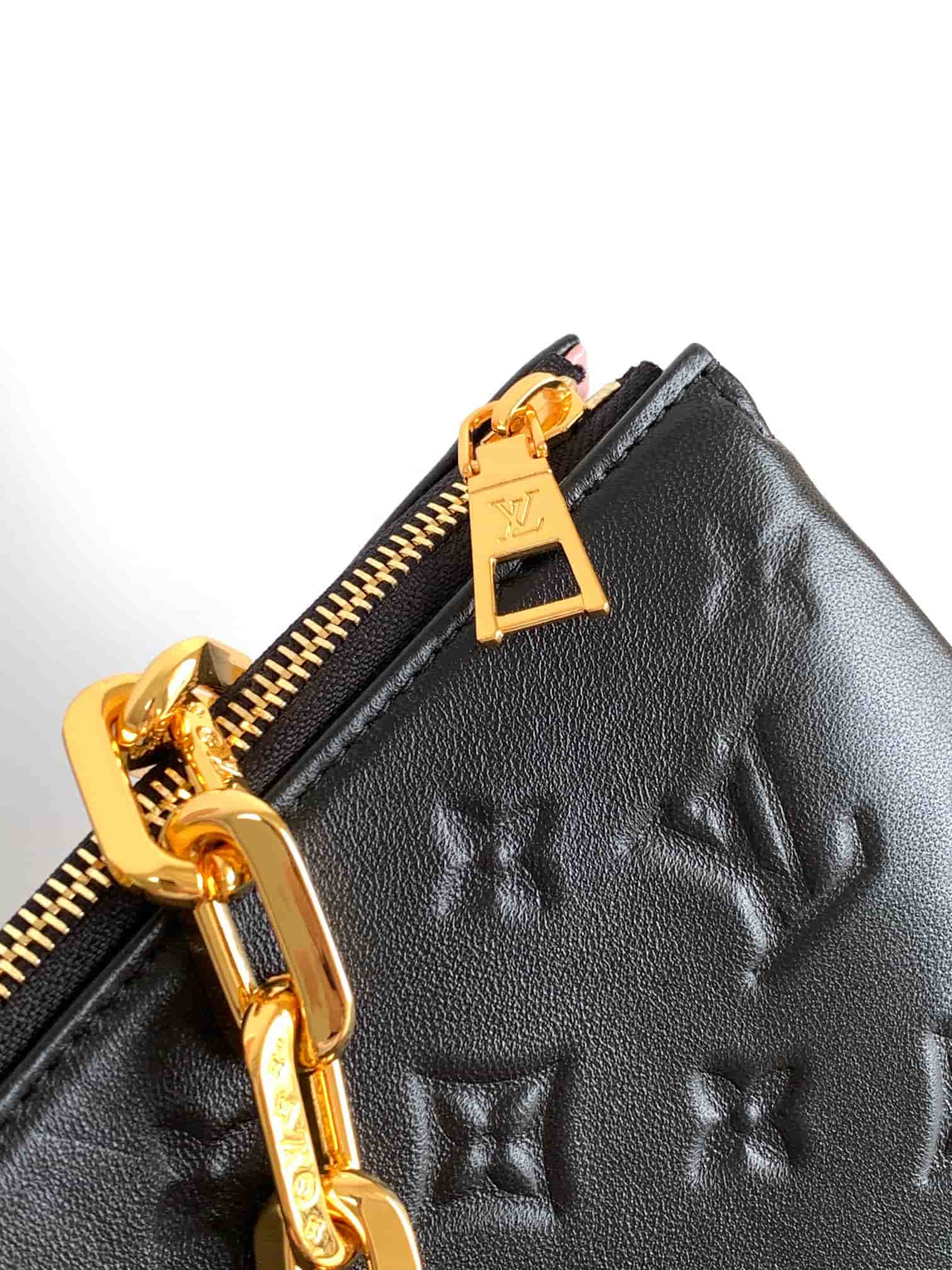 Louis Vuitton Coussin PM Black Monogram-embossed puffy lambskin M21260 High