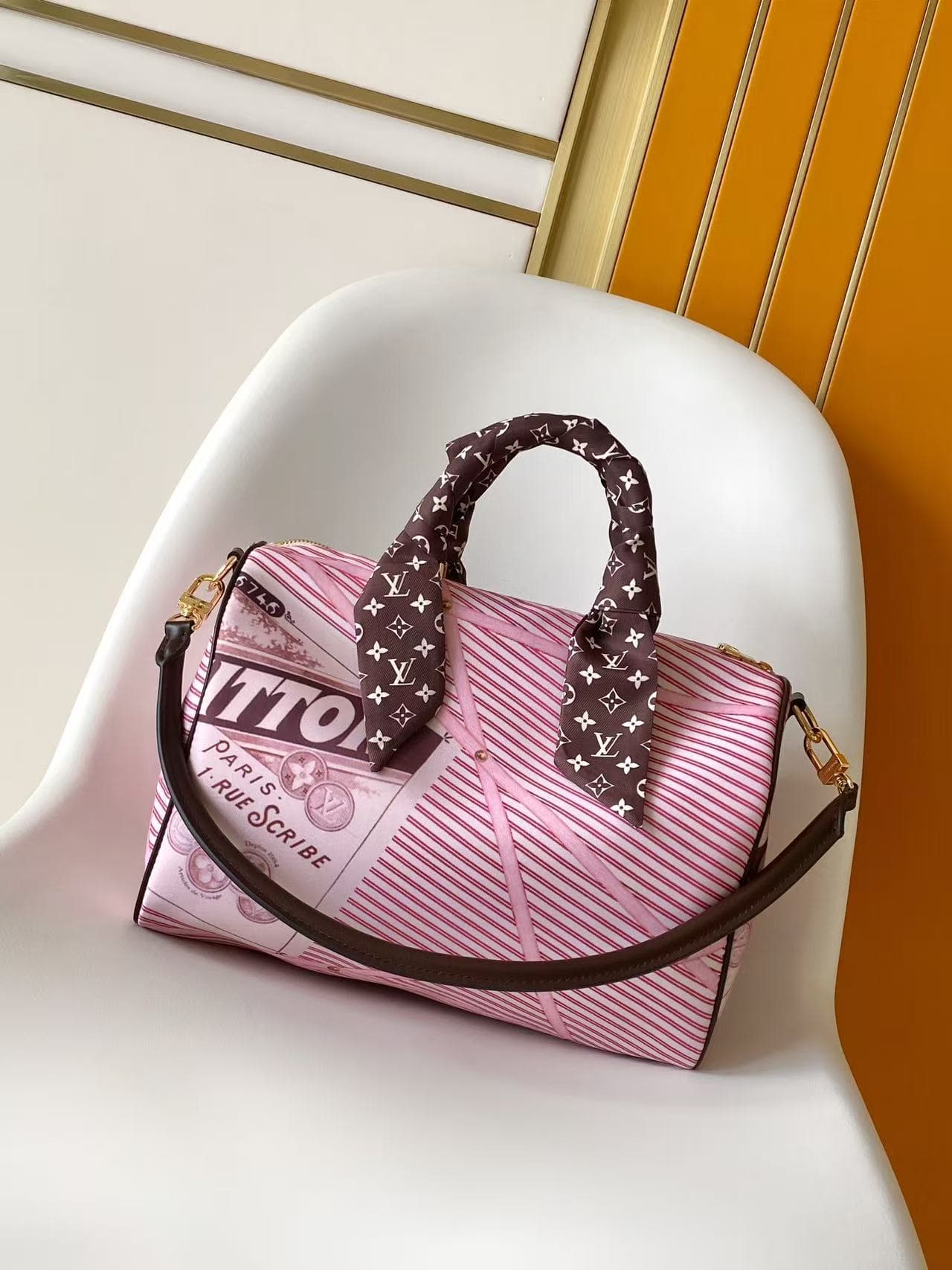 Louis Vuitton Speedy Soft 30 Beige/Pink Textile M28750 High