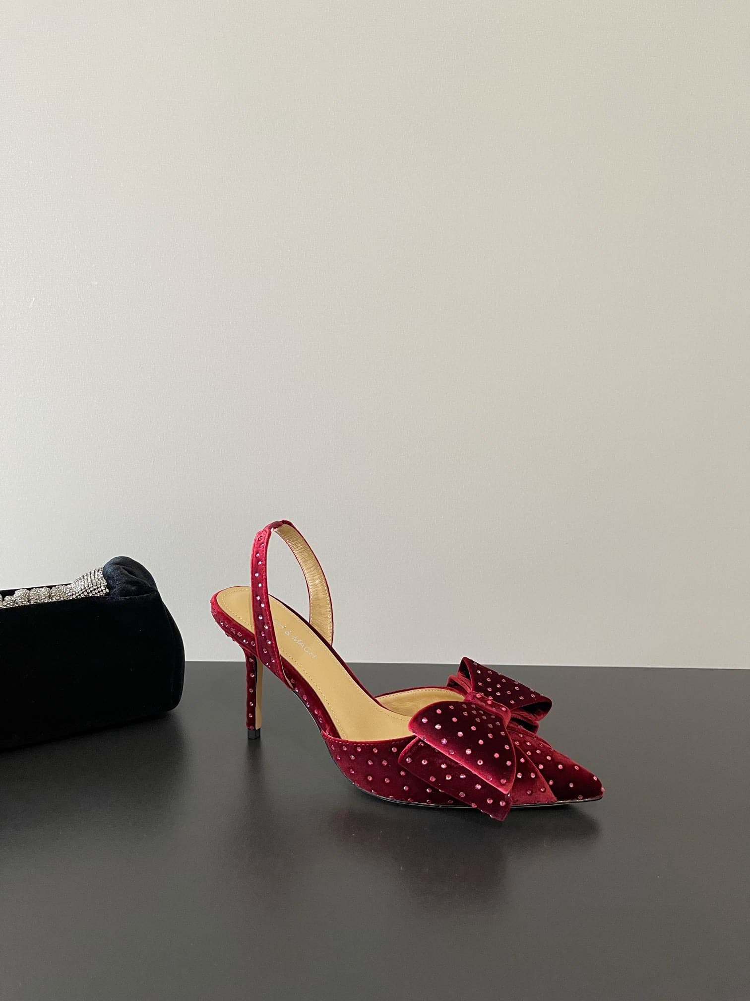Mach Mach Le Cadeau Bow Crystal Pointed Toe Slingback Shoes Women