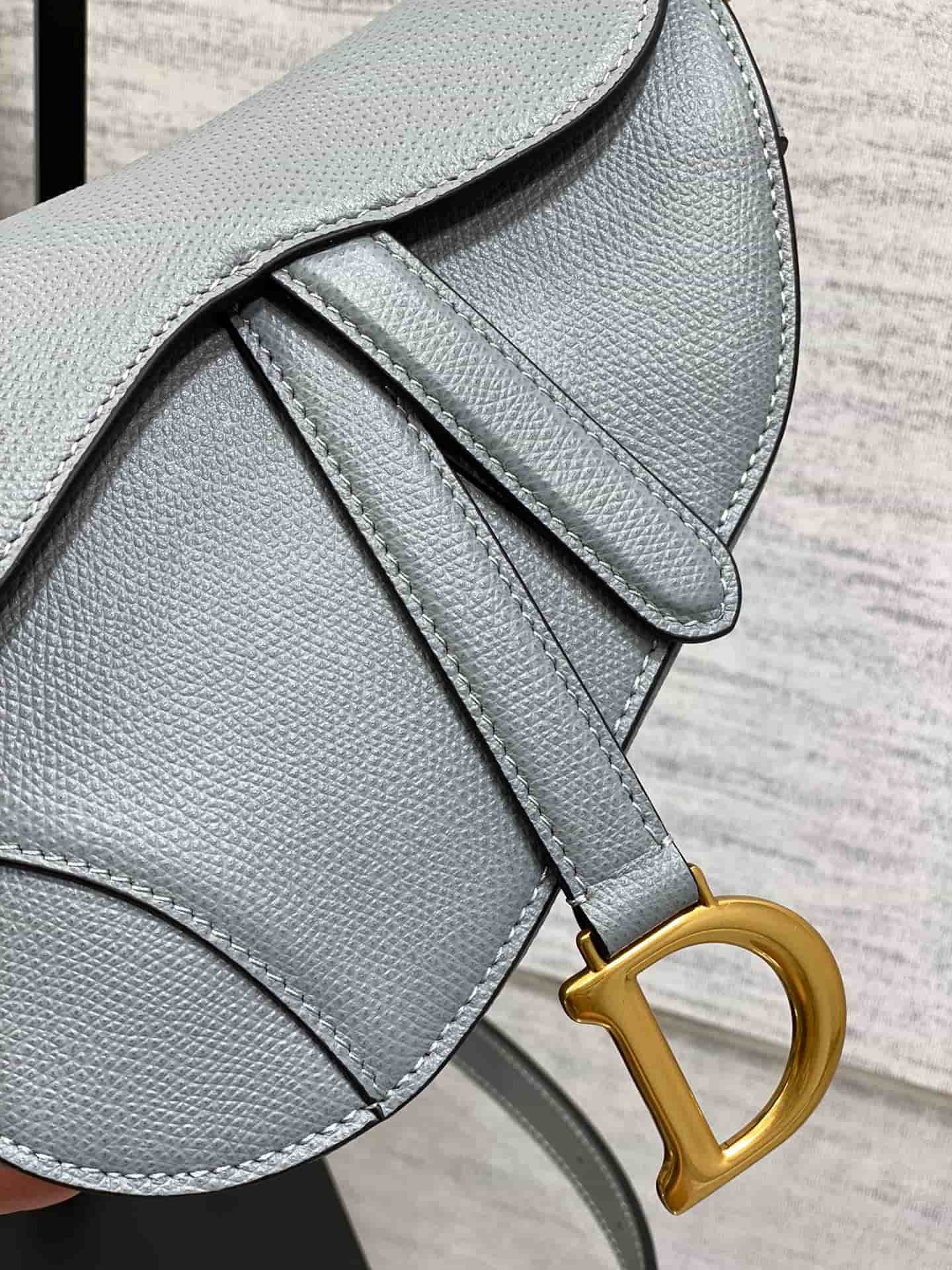 Mini SADDLE BAG Grained Calfskin Light Grey High