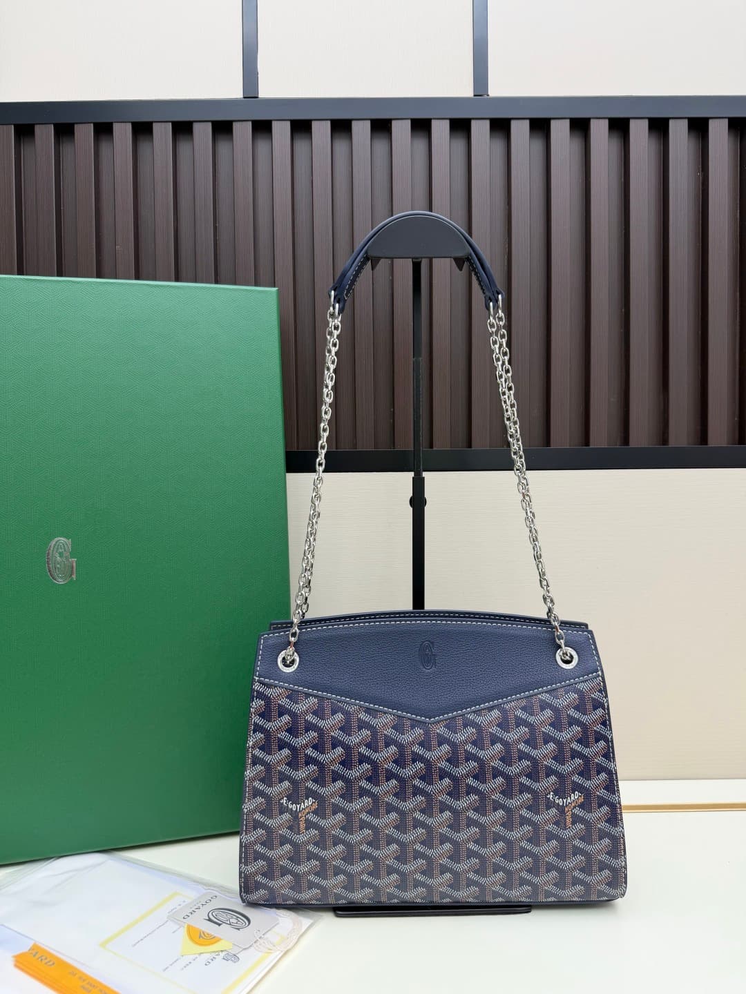 Goyard Rouette Structure bag in Navy Blue Goyardine Canvas High