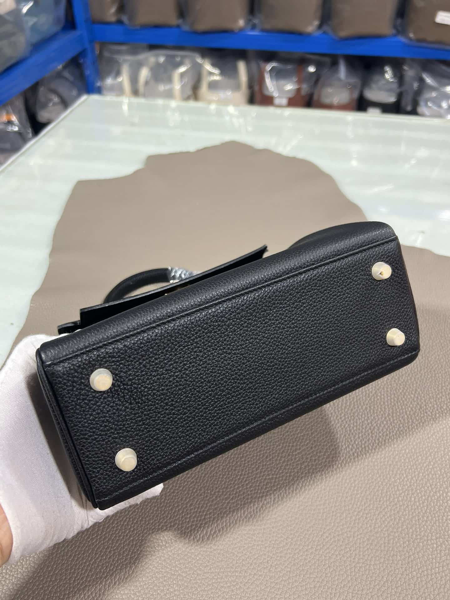 Hermes Kelly 25/28/32cm Retourne Bag Togo Leather In Black WAX High