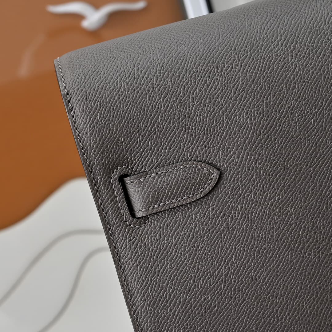 Hermes Kelly depeches Epsom 36 briefcase In EtaIn Silver Metal CalfskIn WAX High