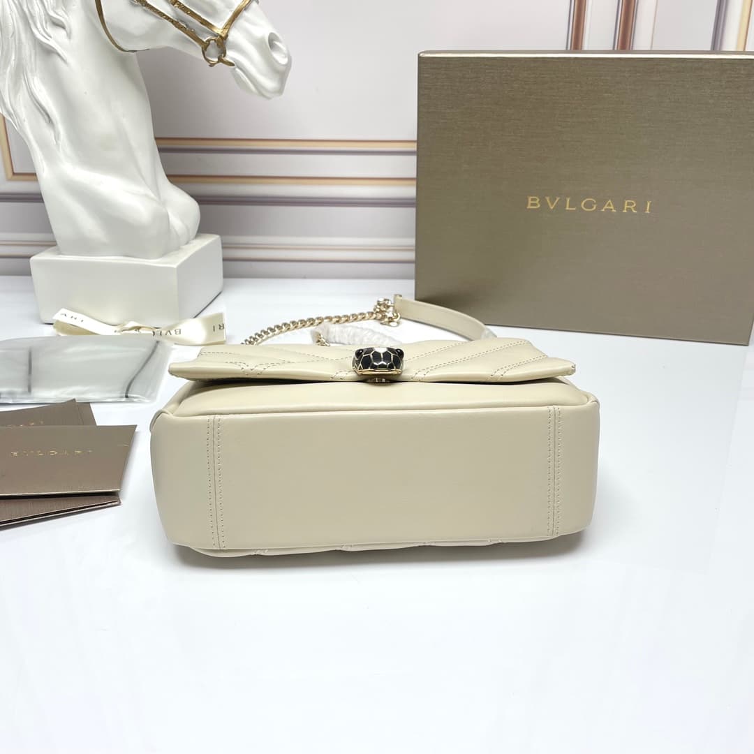 Bulgari Serpenti Cabochon Crossbody Bag in white leather high