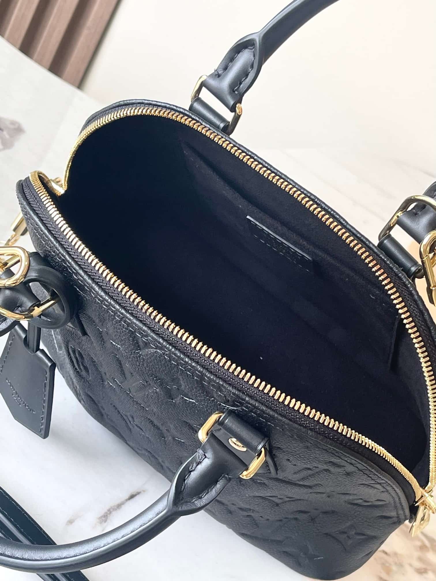 Louis Vuitton Alma BB Black Monogram Empreinte Leather M26409 TOP