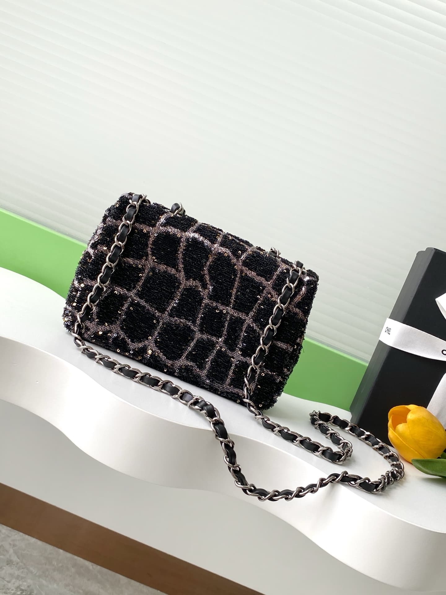 Chanel Flap Bag Sequins & Gold-Tone Metal AS4561  A