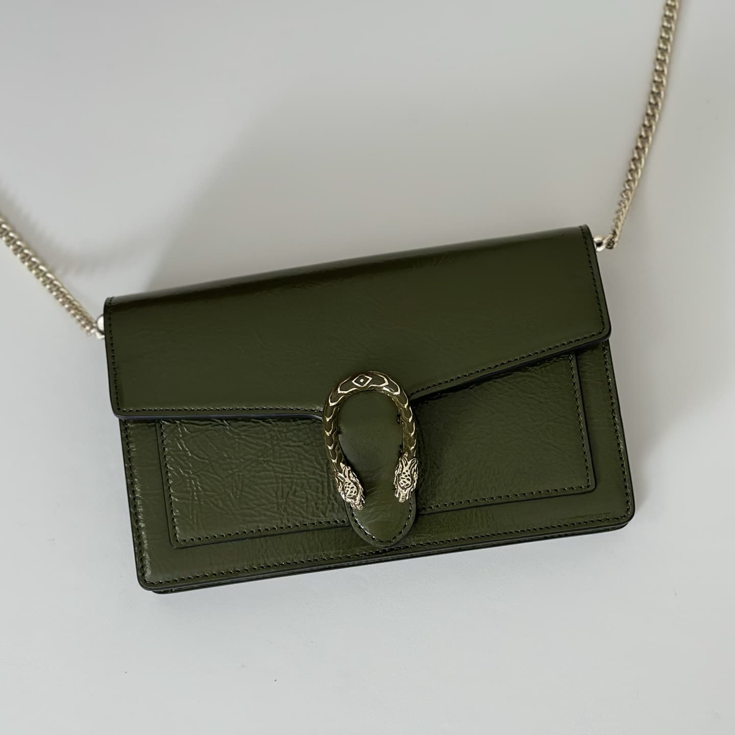 DIONYSUS WALLET ON CHAIN 837374 Green leather High