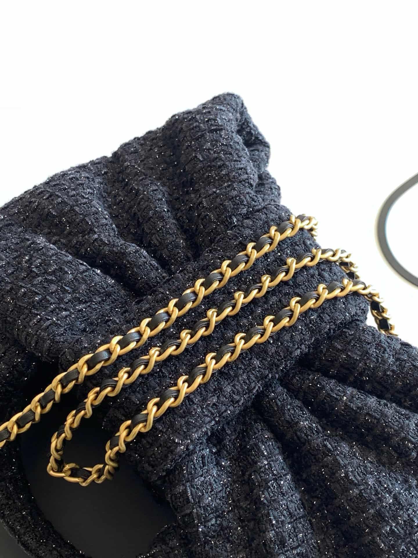 Chanel Mini Bow Bag Tweed & Gold-Tone Metal Black AS5849 A