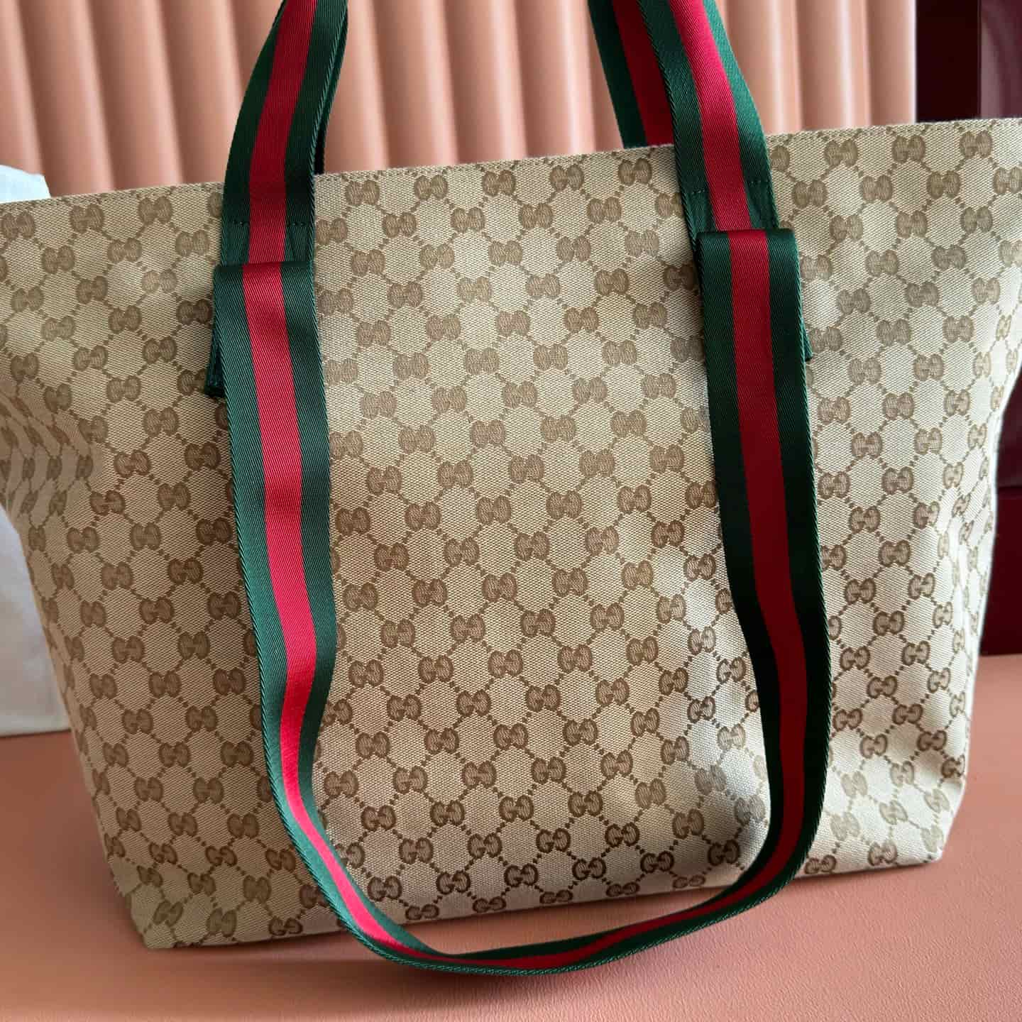 Gucci GG medium tote bag Sand and dark brown GG canvas ‎875929 High