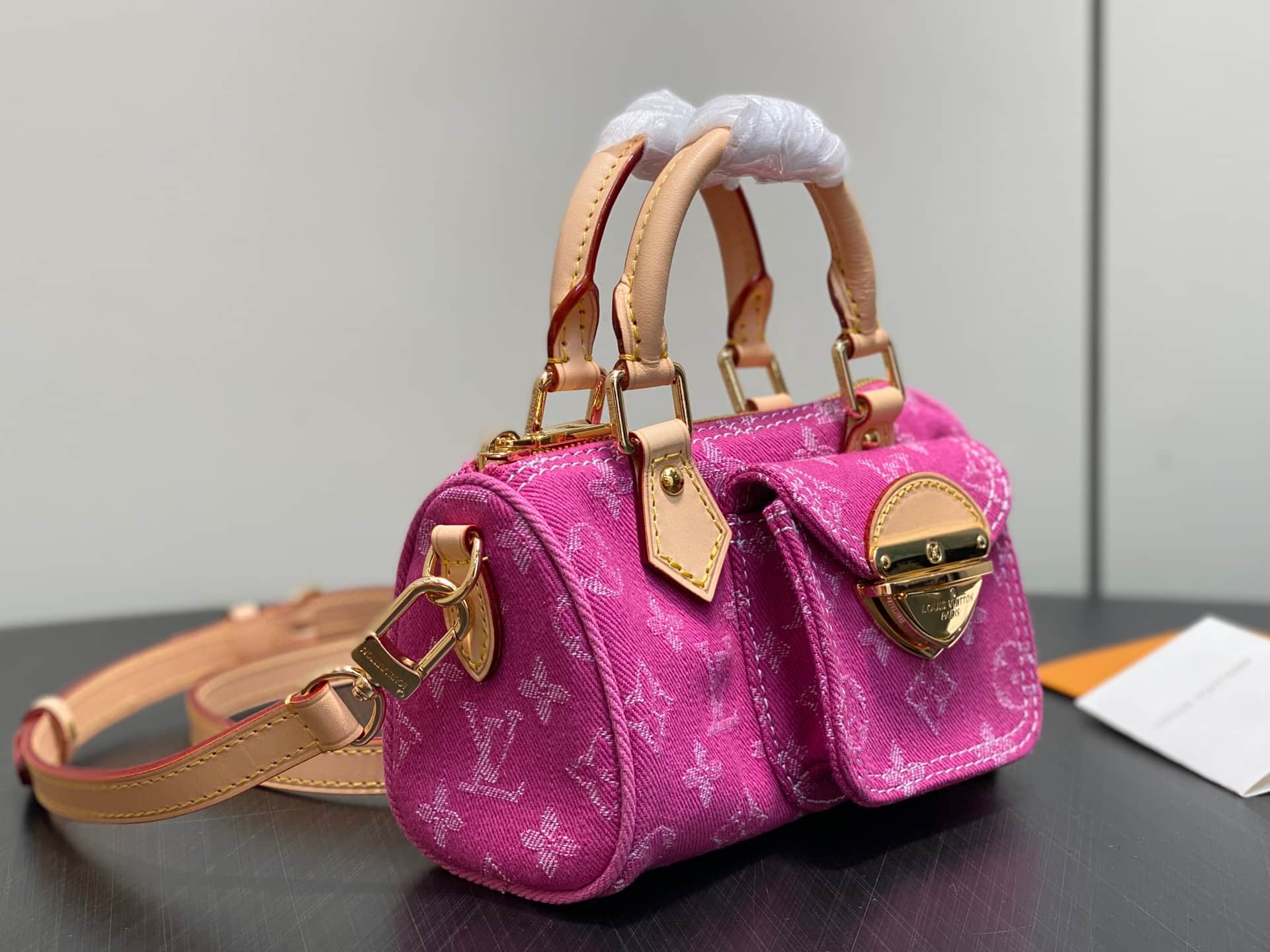 Louis Vuitton Nano Speedy Monogram Fuchsia Denim M27603 High