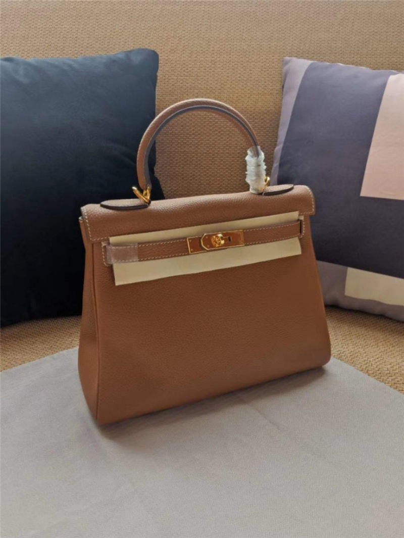 Hermes Kelly 25/28 Retourne Bag Calfskin In Camel High