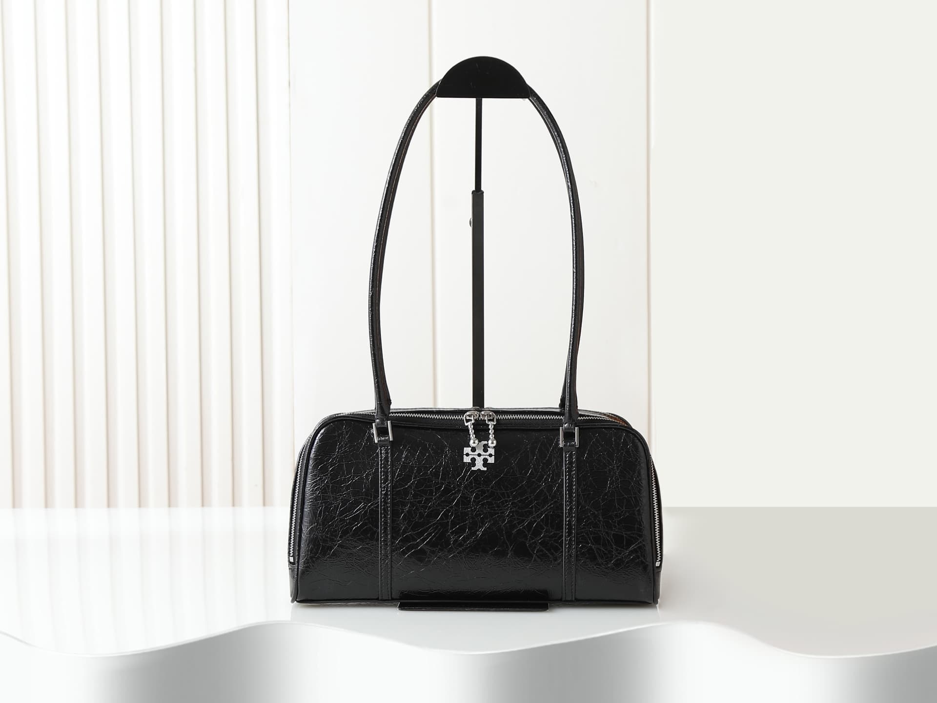 Tory Burch Small Marshmallow crinkle-leather Shoulder Bag black high