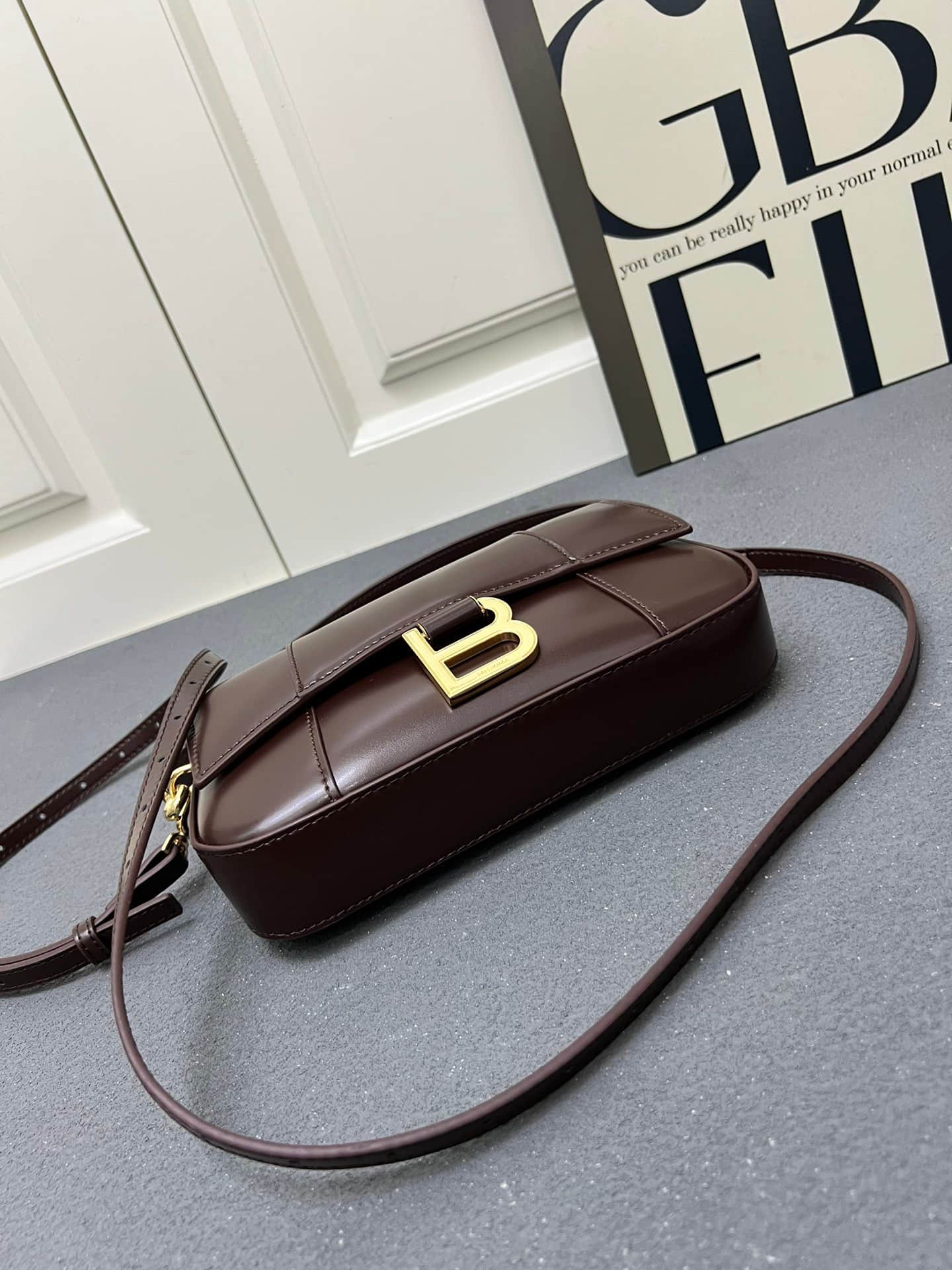 Balenciaga Hourglass sling bag dark brown High
