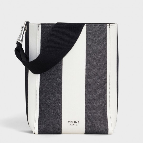 Celine Sangle Small Bucket Bag In Large Striped Textile High