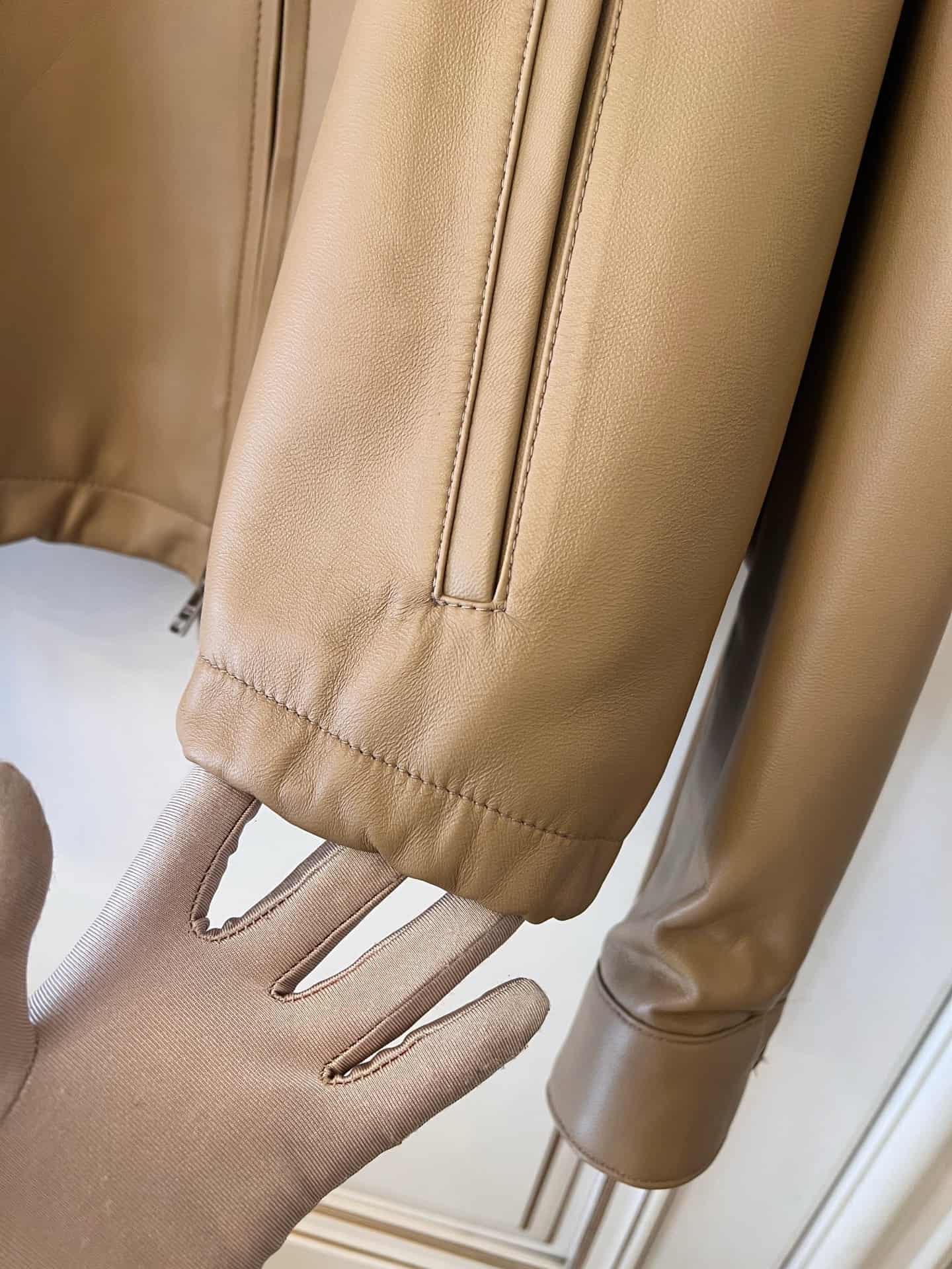 Prada Sand Beige Nappa Leather Blouson Jacket