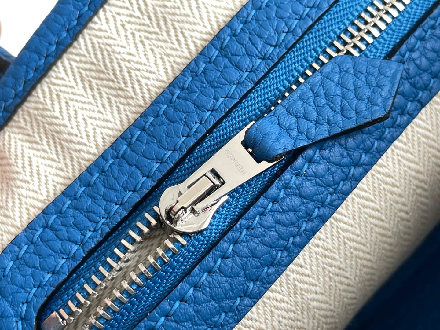 Hermes Garden Party 23 bag in Blue Hydra Togo Leather WAX High
