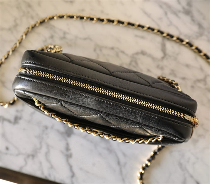 Chanel MINI CAMERA CASE Shiny Lambskin & Gold-Tone Metal AS5190 TOP