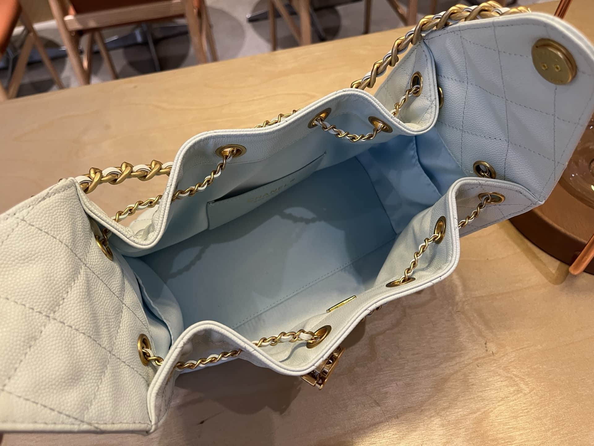 Chanel 25 Small Hobo handbag AS5293 Grained Calfskin & Gold-tone Metal Light-Blue A