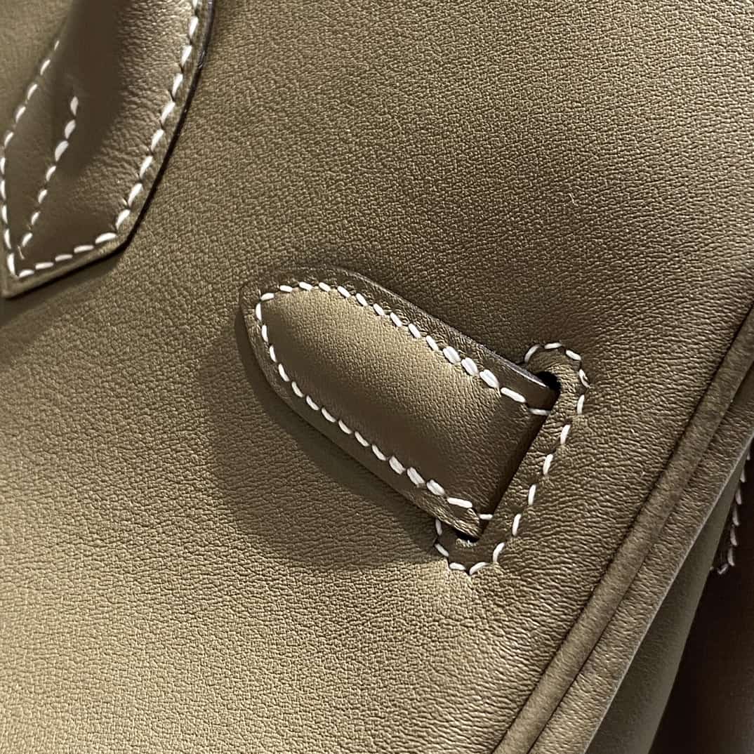Hermes Shoulder Birkin 29 Swift leather Etoupe & Silver Metal WAX High