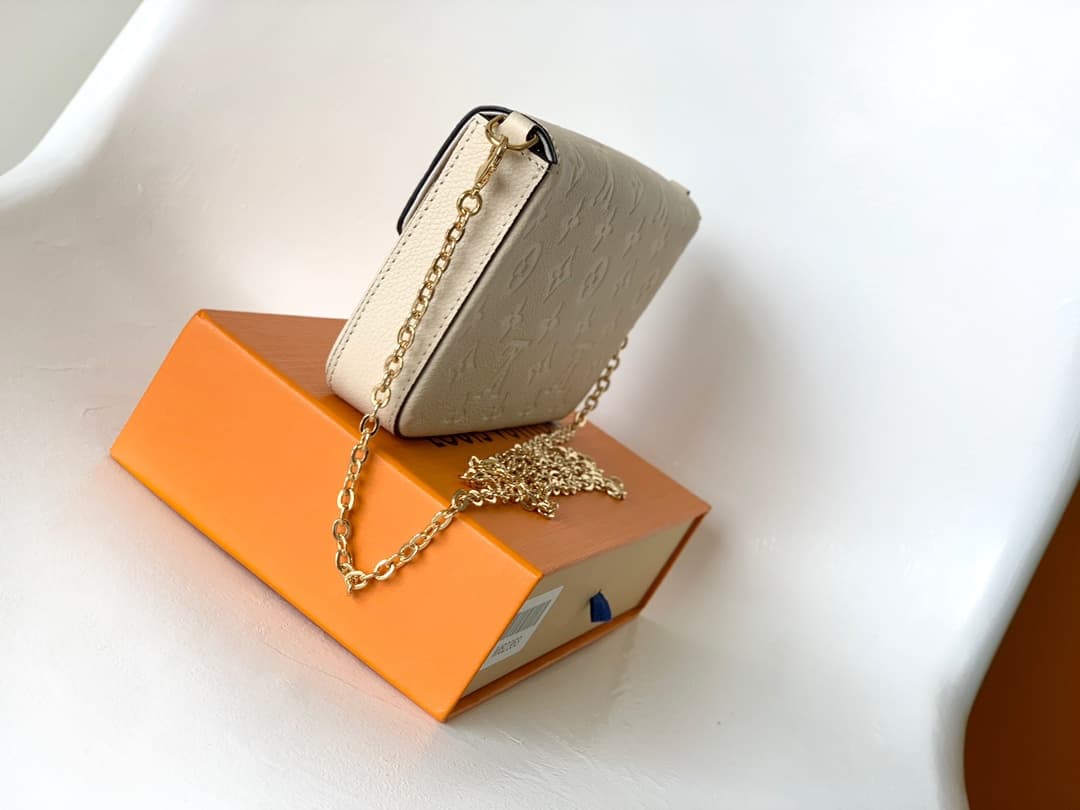 Louis Vuitton Pochette Félicie Cream Monogram Empreinte Leather M82363 High