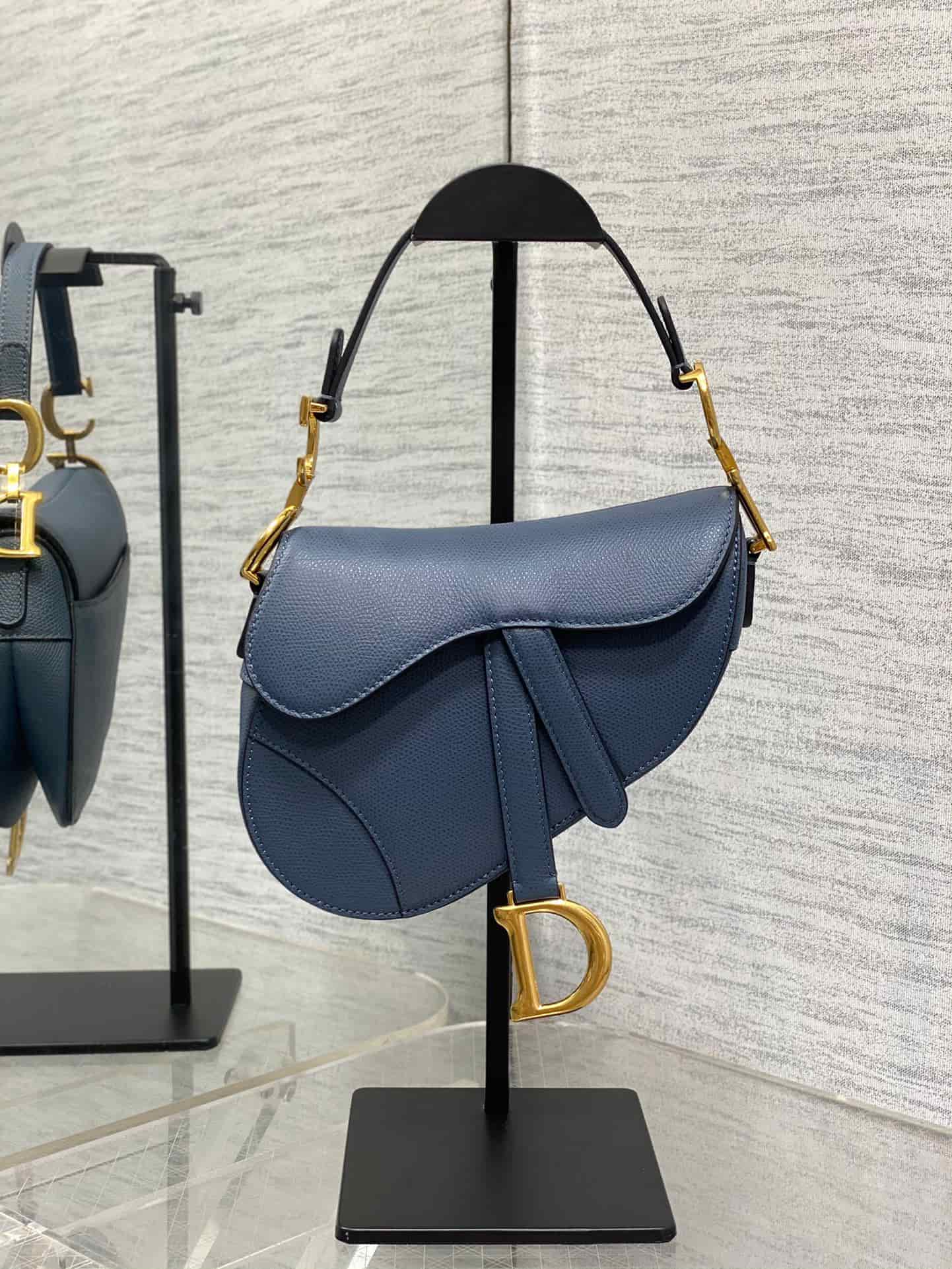 Mini SADDLE BAG Grained Calfskin  Blue High
