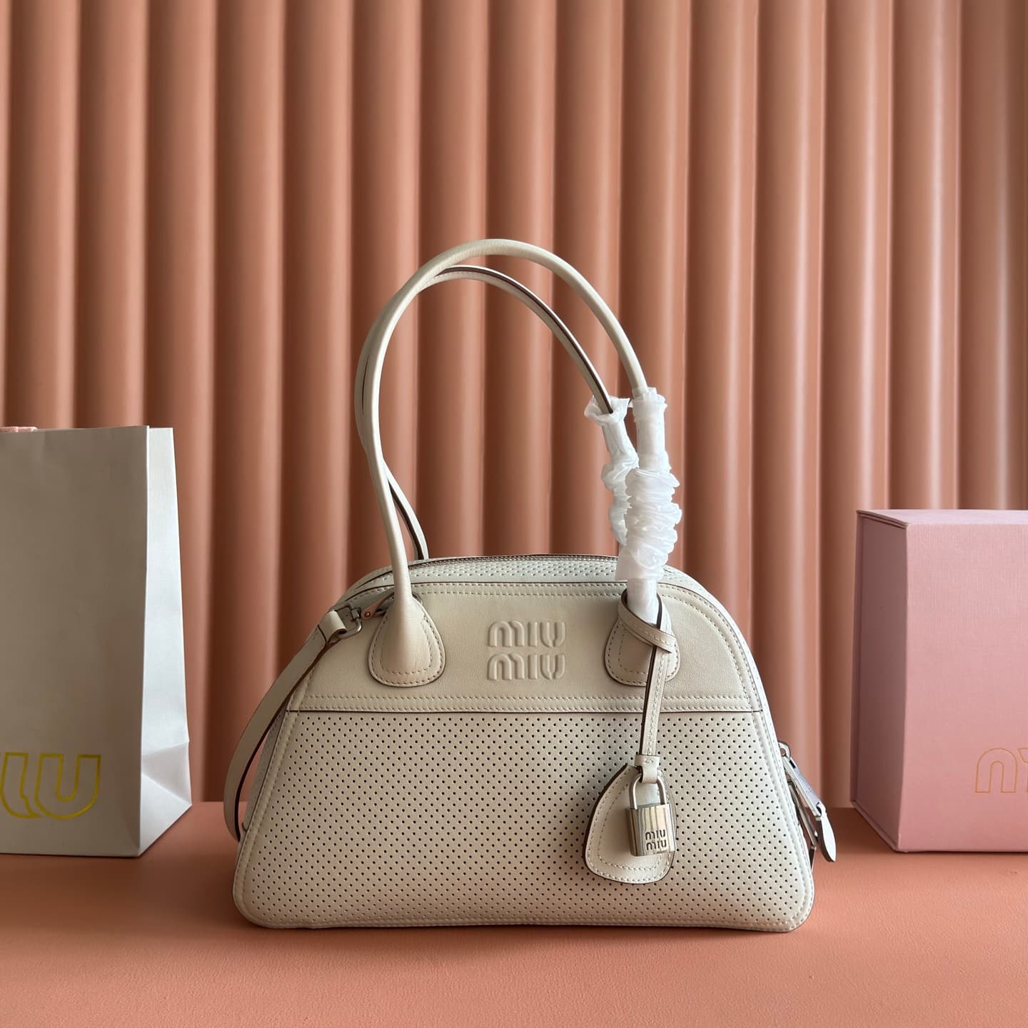 Miu Miu Vivant leather bag Chalk White 5BB199 TOP