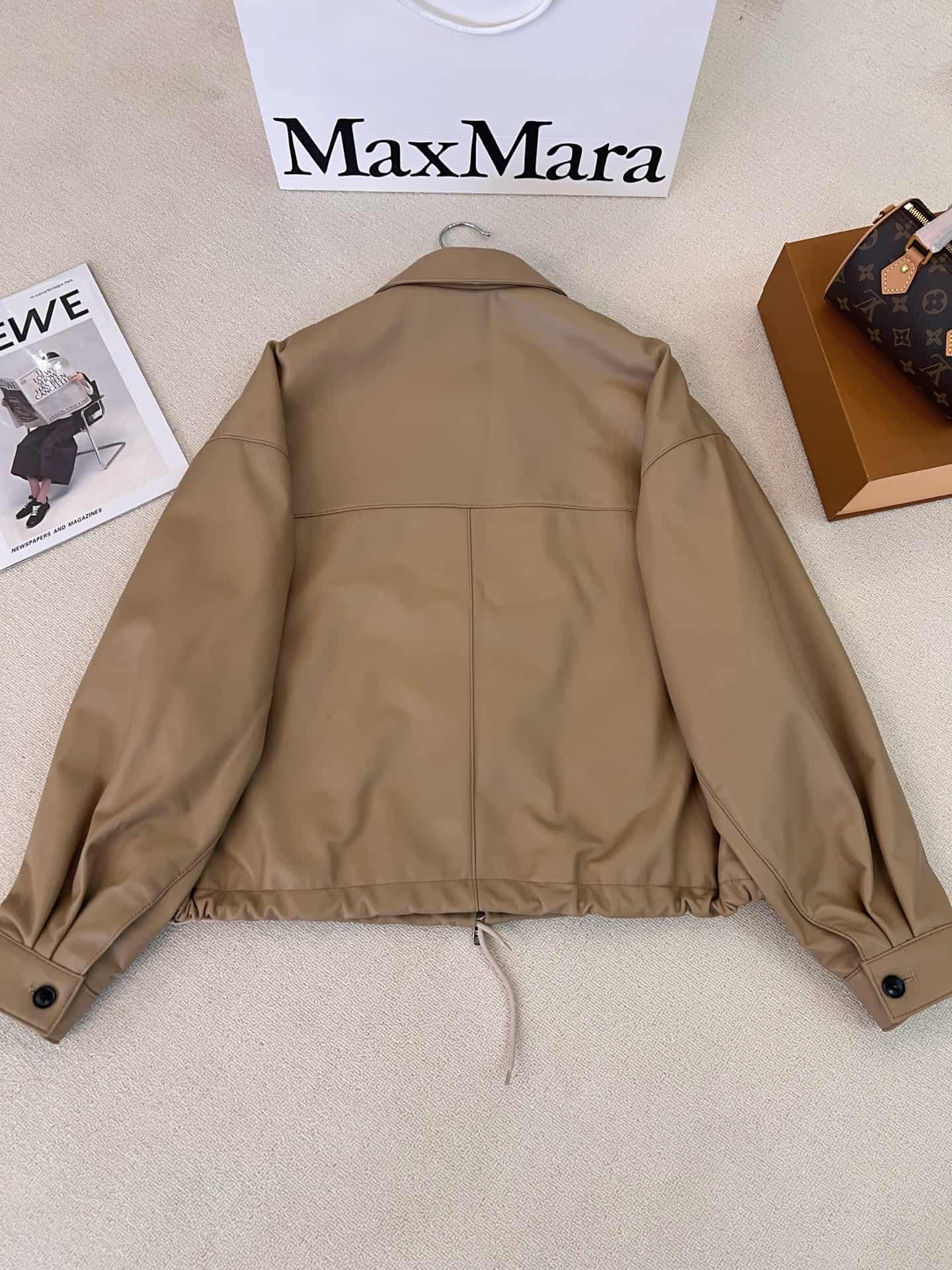 Prada Light Beige Nappa Leather Blouson Jacket