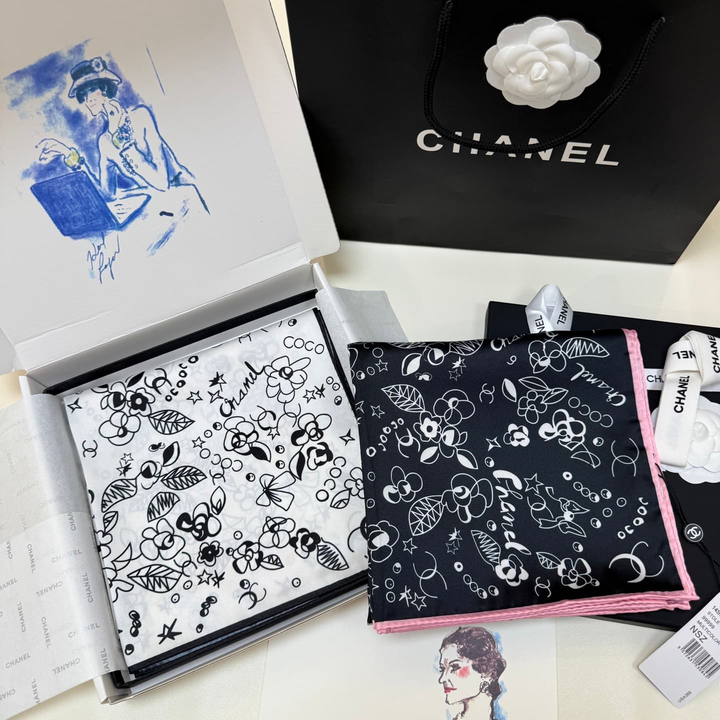 Chanel Graffiti Print scarf