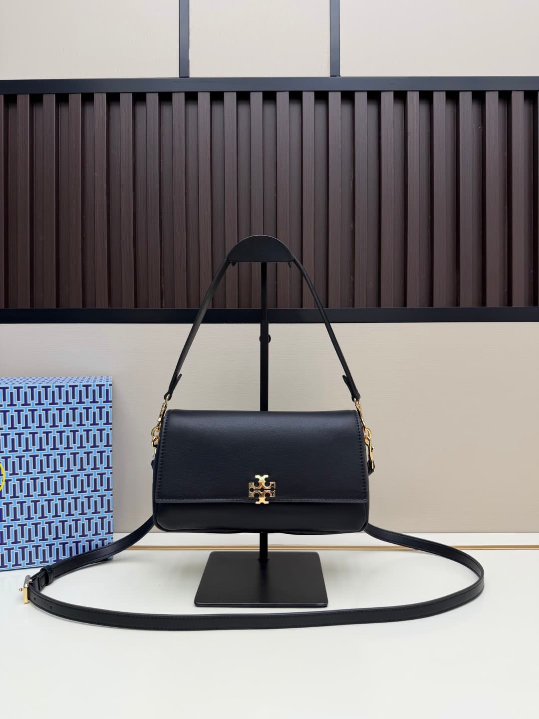 Tory Burch Charlie Small Shoulder Bag Black Leather High