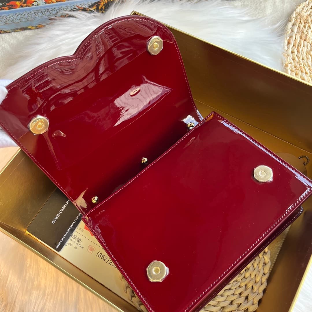 Dolce & Gabbana Claret patent calf leather DG Logo crossbody bag high