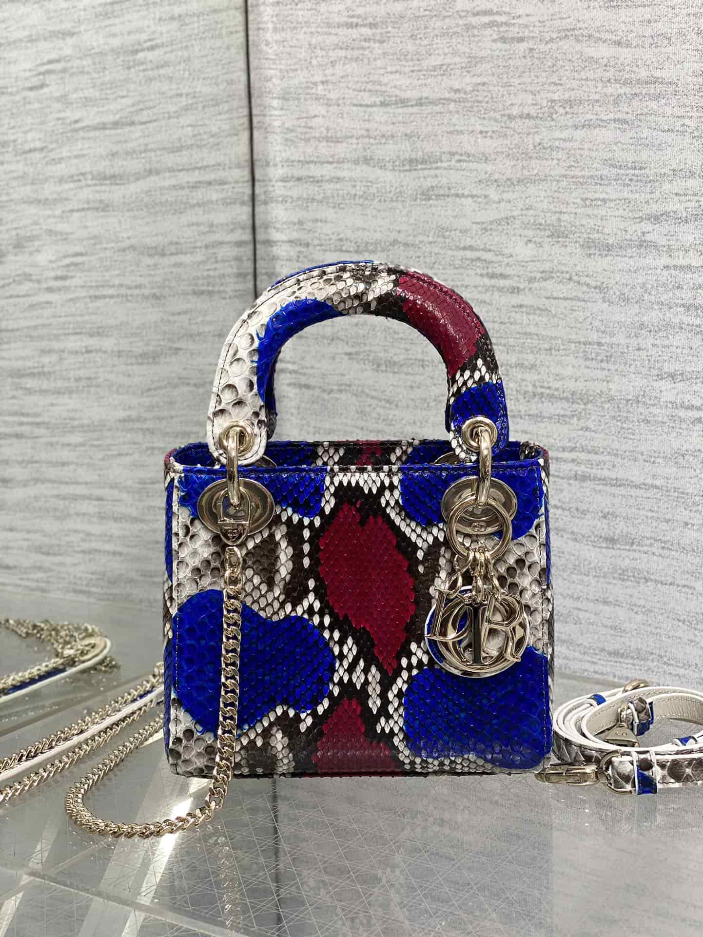 MINI LADY Dior BAG Cannage Python Gold-tone Metal High