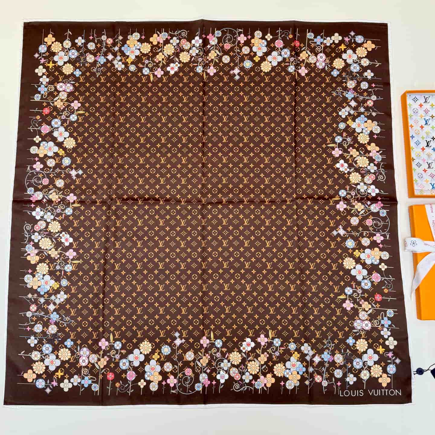 Louis Vuitton x Takashi Murakami Monogram Superflat Flowers Square 90 scarves