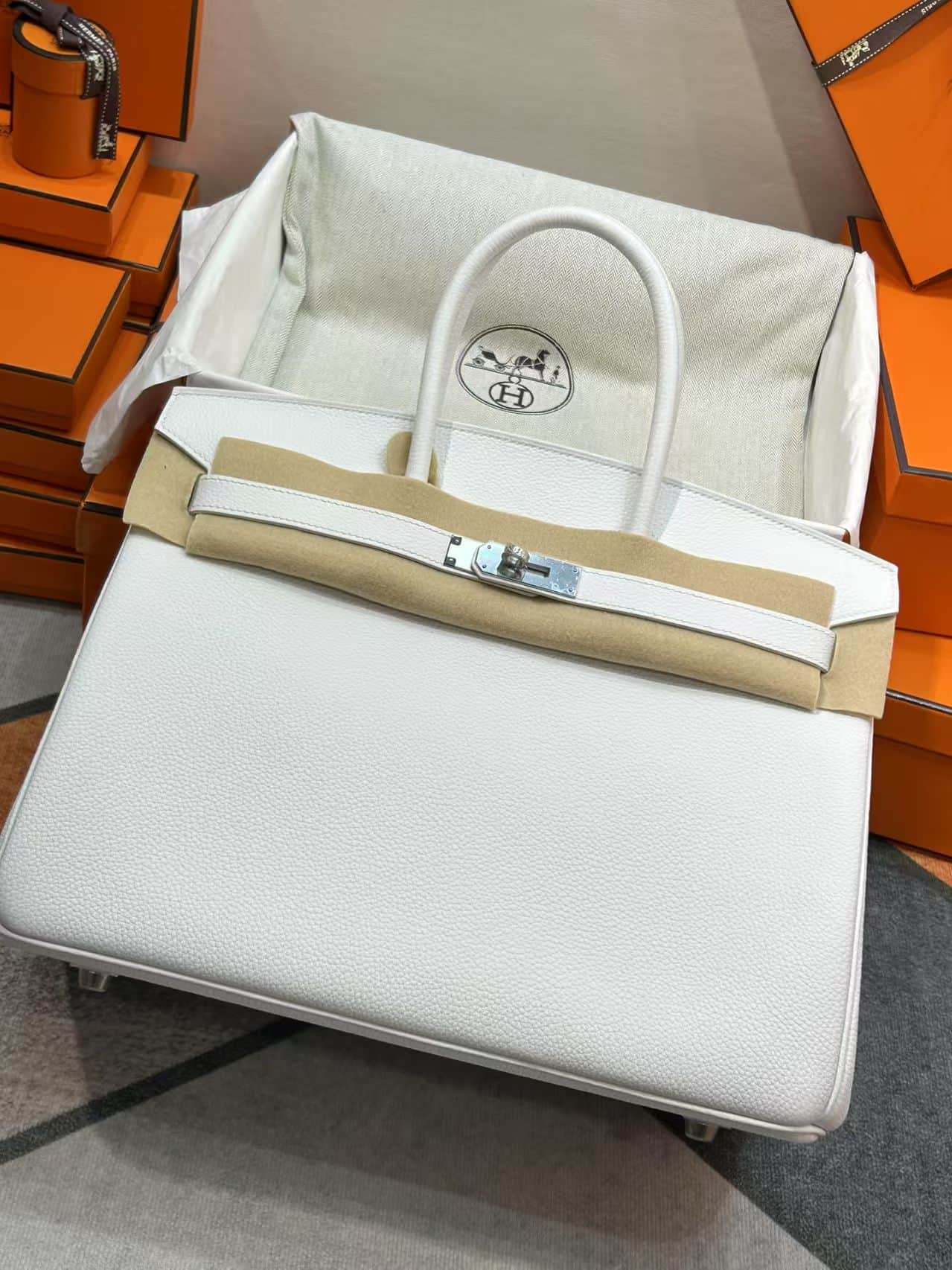 Hermes Birkin 25/30/35cm Bag Togo Leather WAX High White Customizing Style