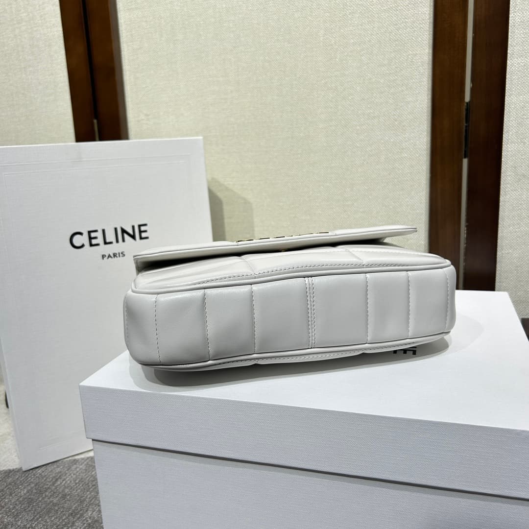 Celine Matelasse Monochrome Chain Shoulder Bag White High