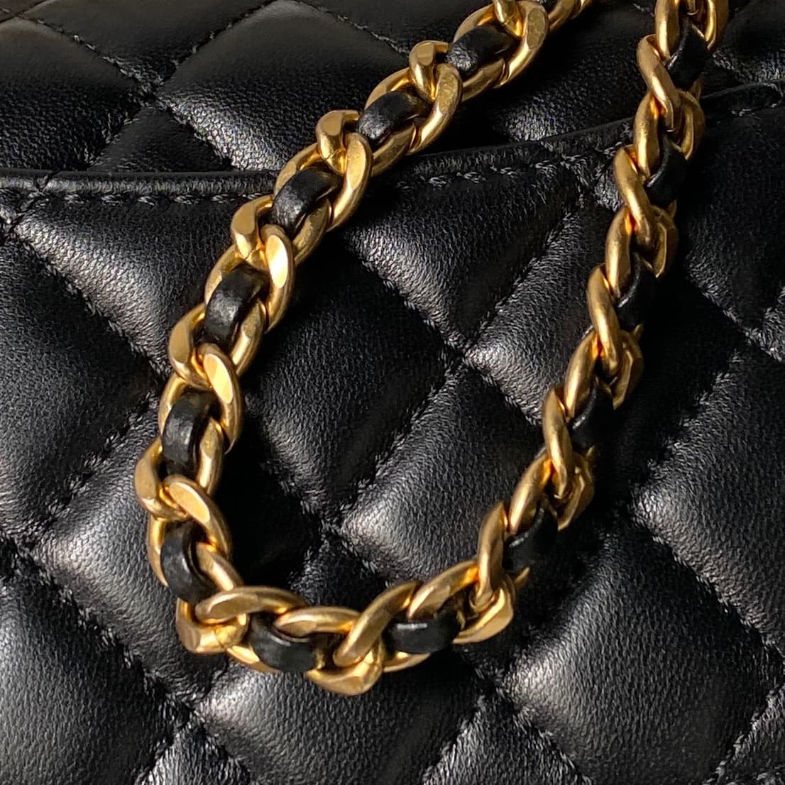 Chanel Mini Flap Bag with Top Handle Lambskin& Gold-tone Metal Black AS5813 A