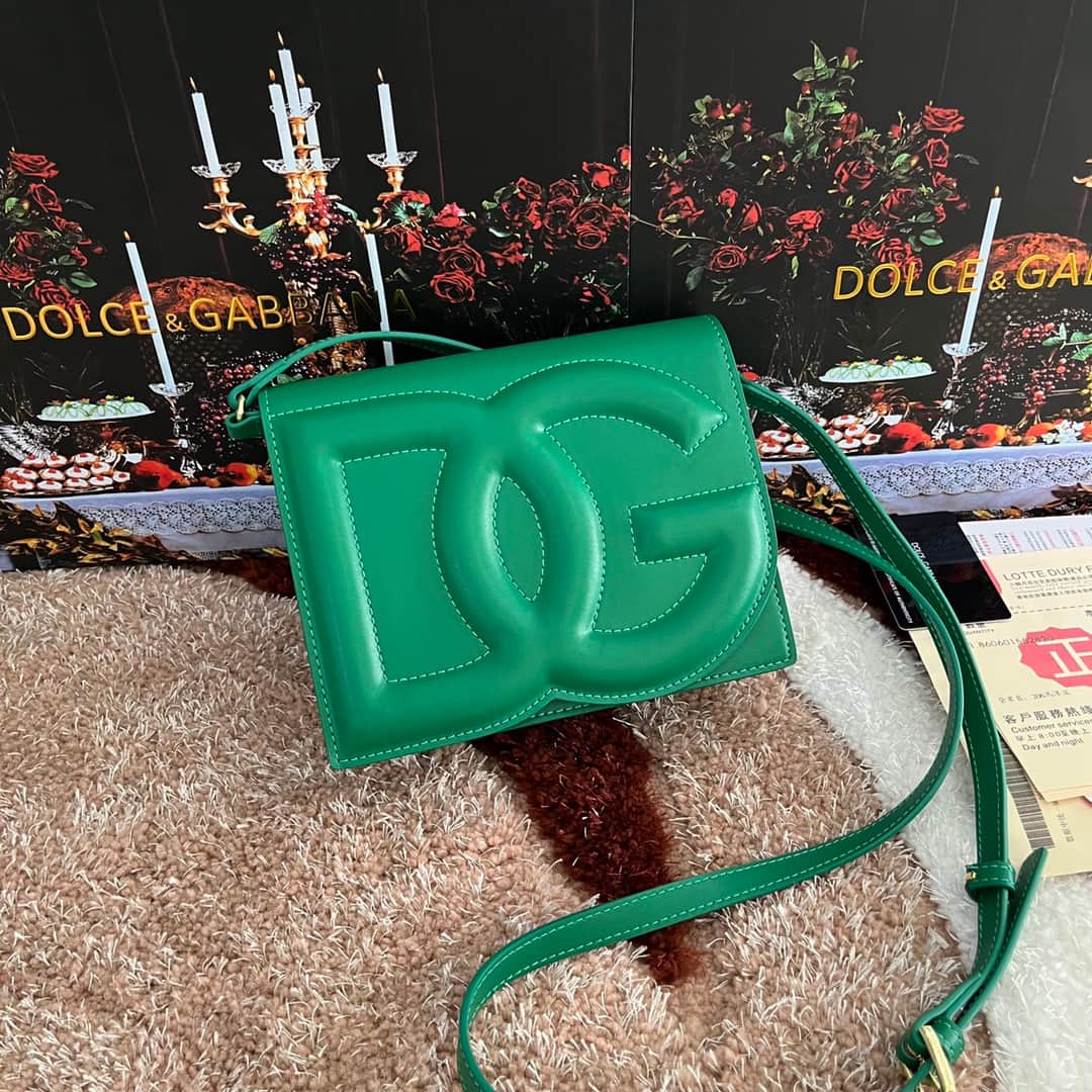 Dolce & Gabbana Green calf leather DG Logo crossbody bag high